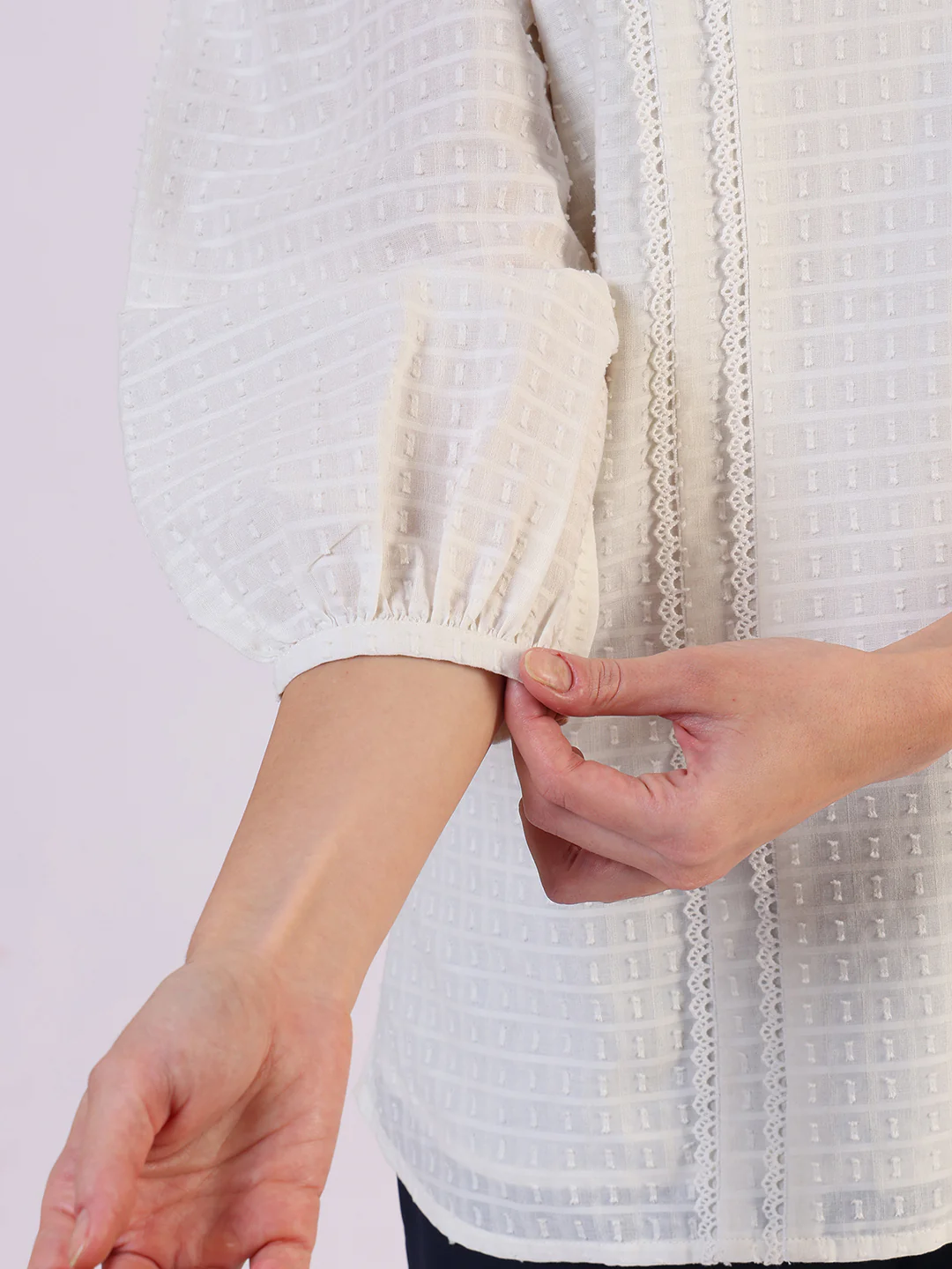 White Solid Straight Pure Cotton Top - Image 8