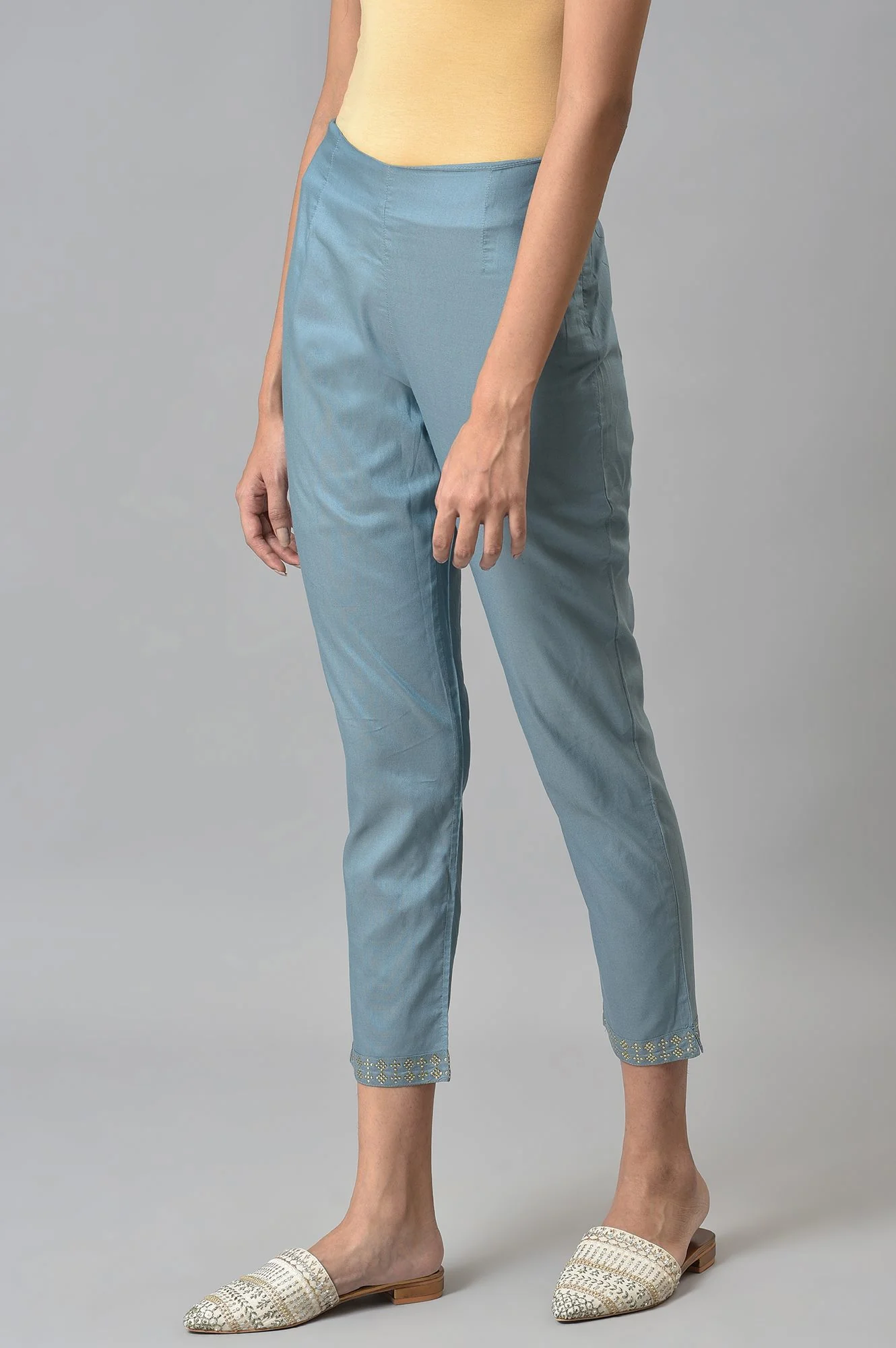 Stone Blue Women Slim Pants - Image 3