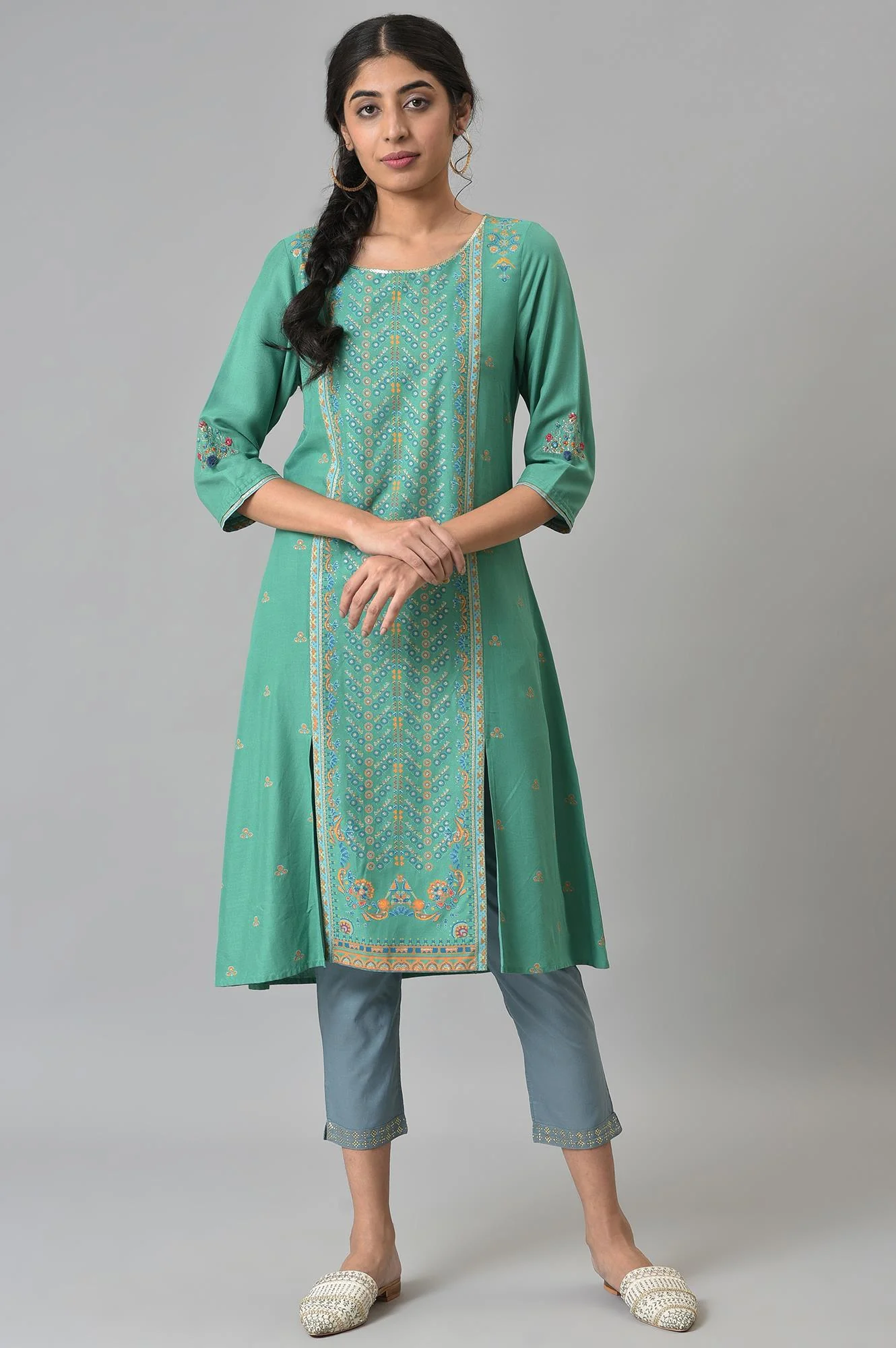 Stone Blue Women Slim Pants - Image 5