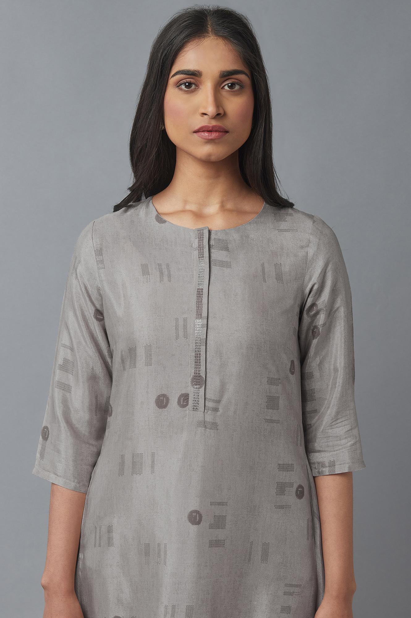 String Grey High-Low kurta - Image 5