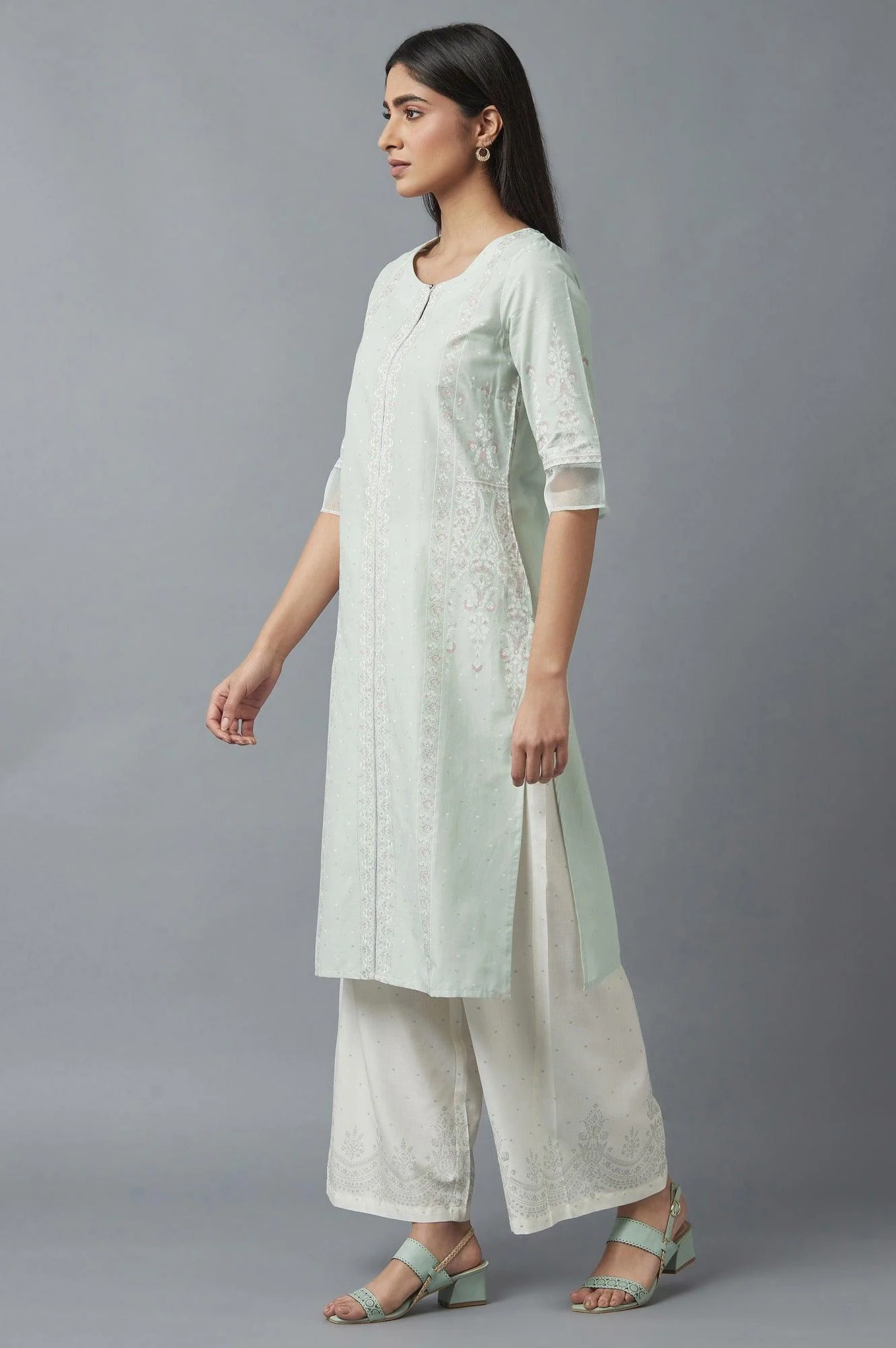 Subtle Green Printed kurta - Image 3