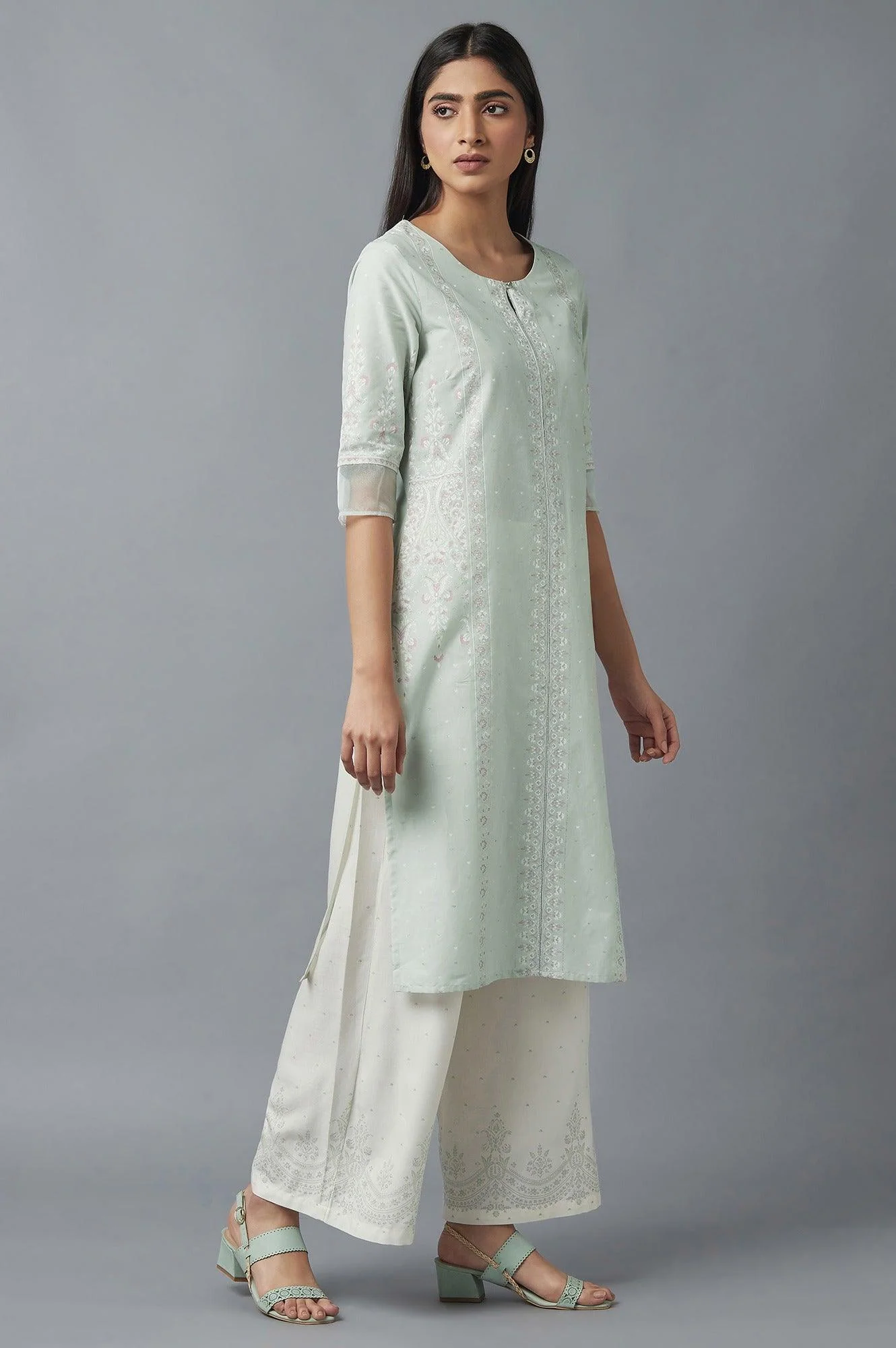 Subtle Green Printed kurta - Image 4