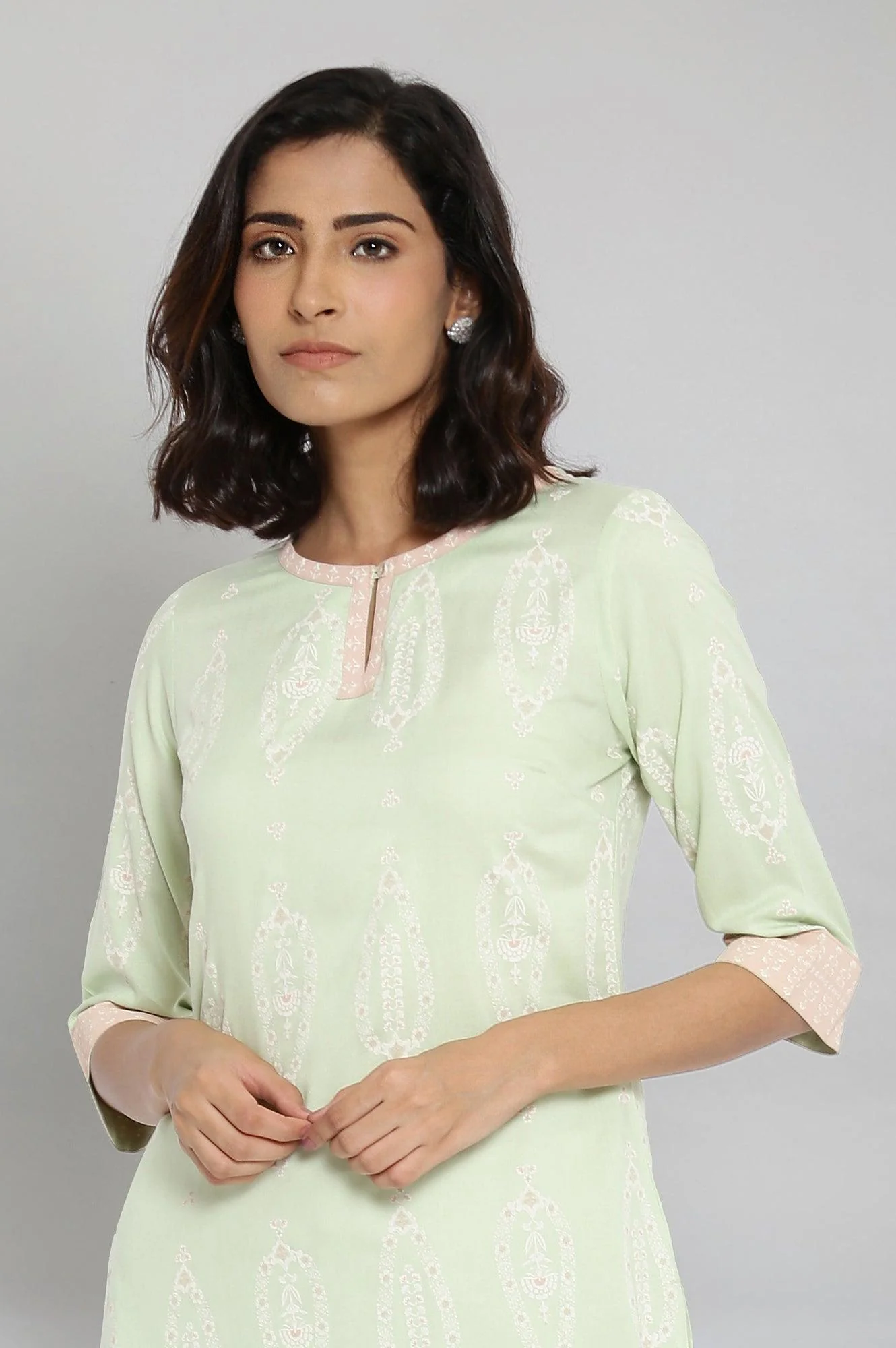 Tea Green Printed kurta - Image 5