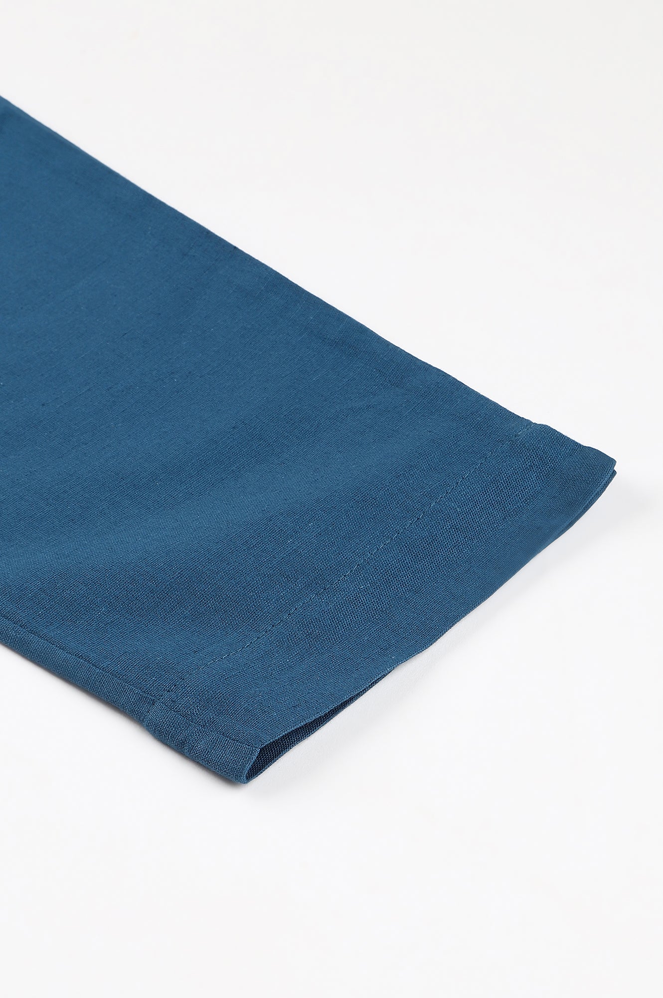 Teal Blue Cotton Blend Slim Pants - Image 7