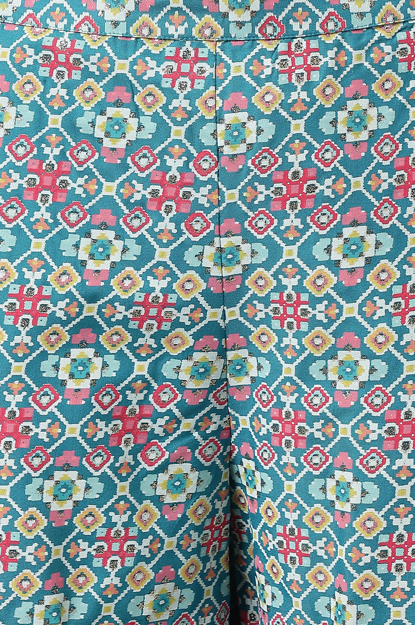 Teal Blue Rayon Printed Parallel Pants - Image 9