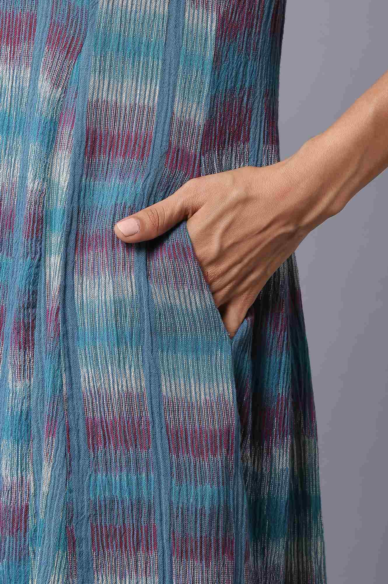 Teal Yarn-Dyed Godet Dress - Image 6