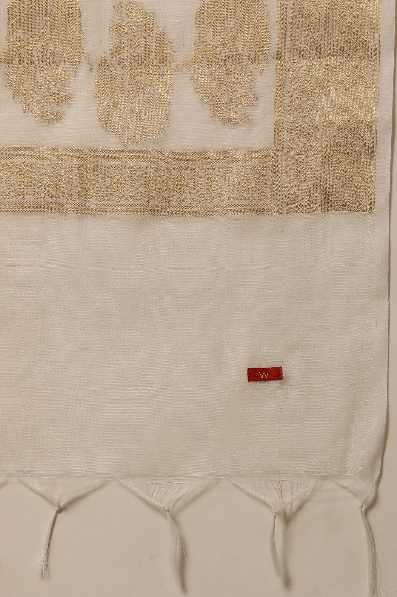 White A-Line Chanderi Kurta, Pants And Dupatta Set - Image 11