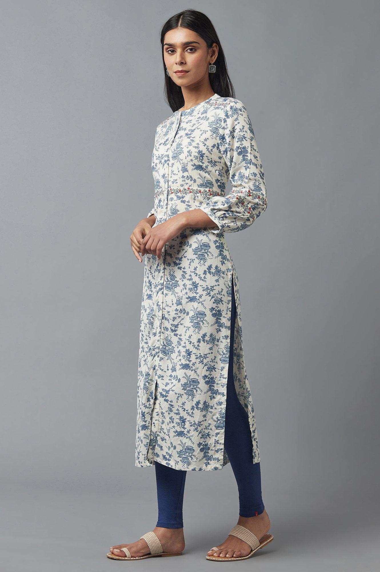 White and Blue Button Down kurta - Image 3