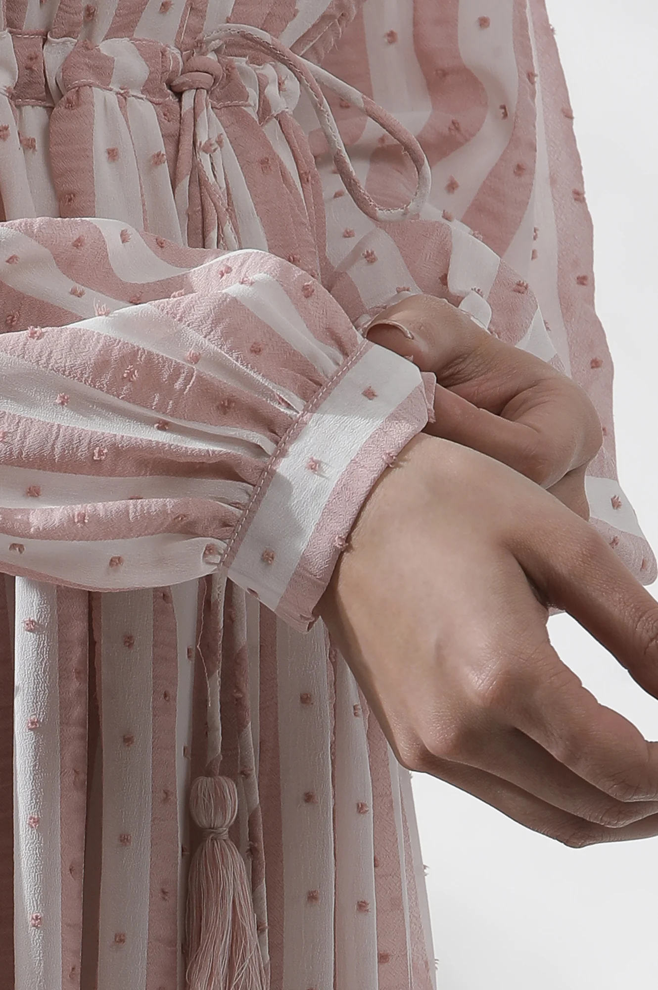 White And Pink Striped Frill Dress - Image 7
