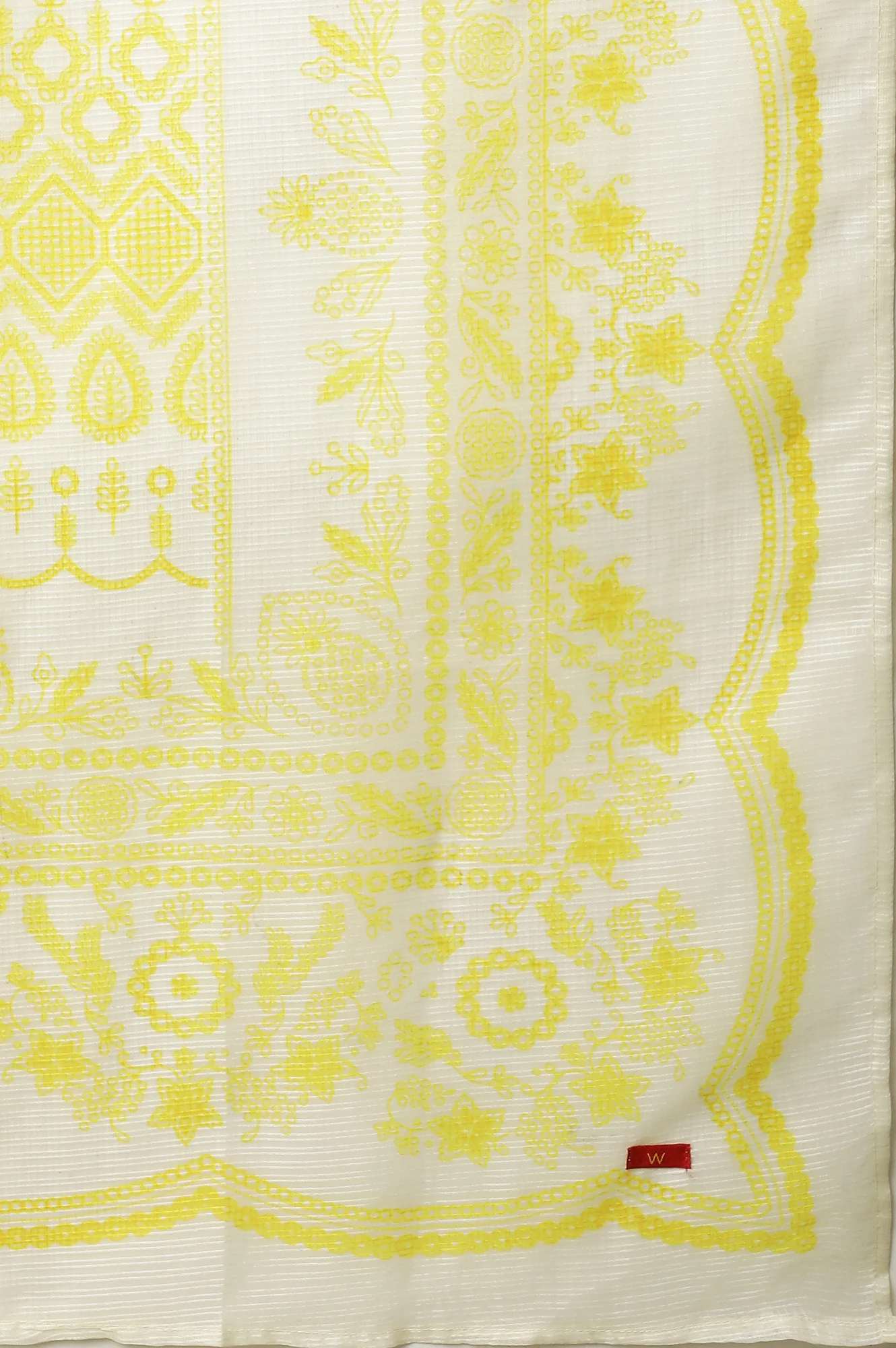 White And Yellow Floral Printed Kota Dupatta - Image 5