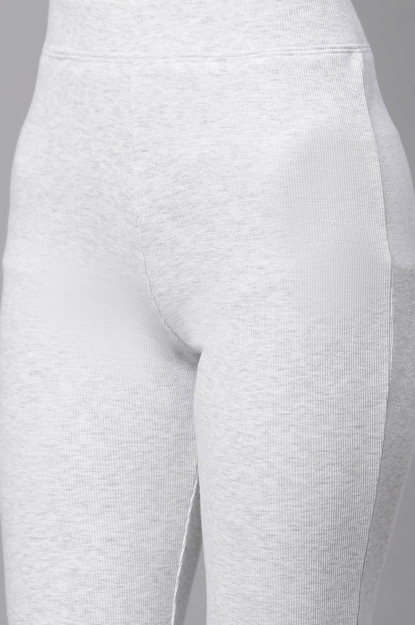 White Solid Flared Knit Pants with Elasticated Waist - Image 7