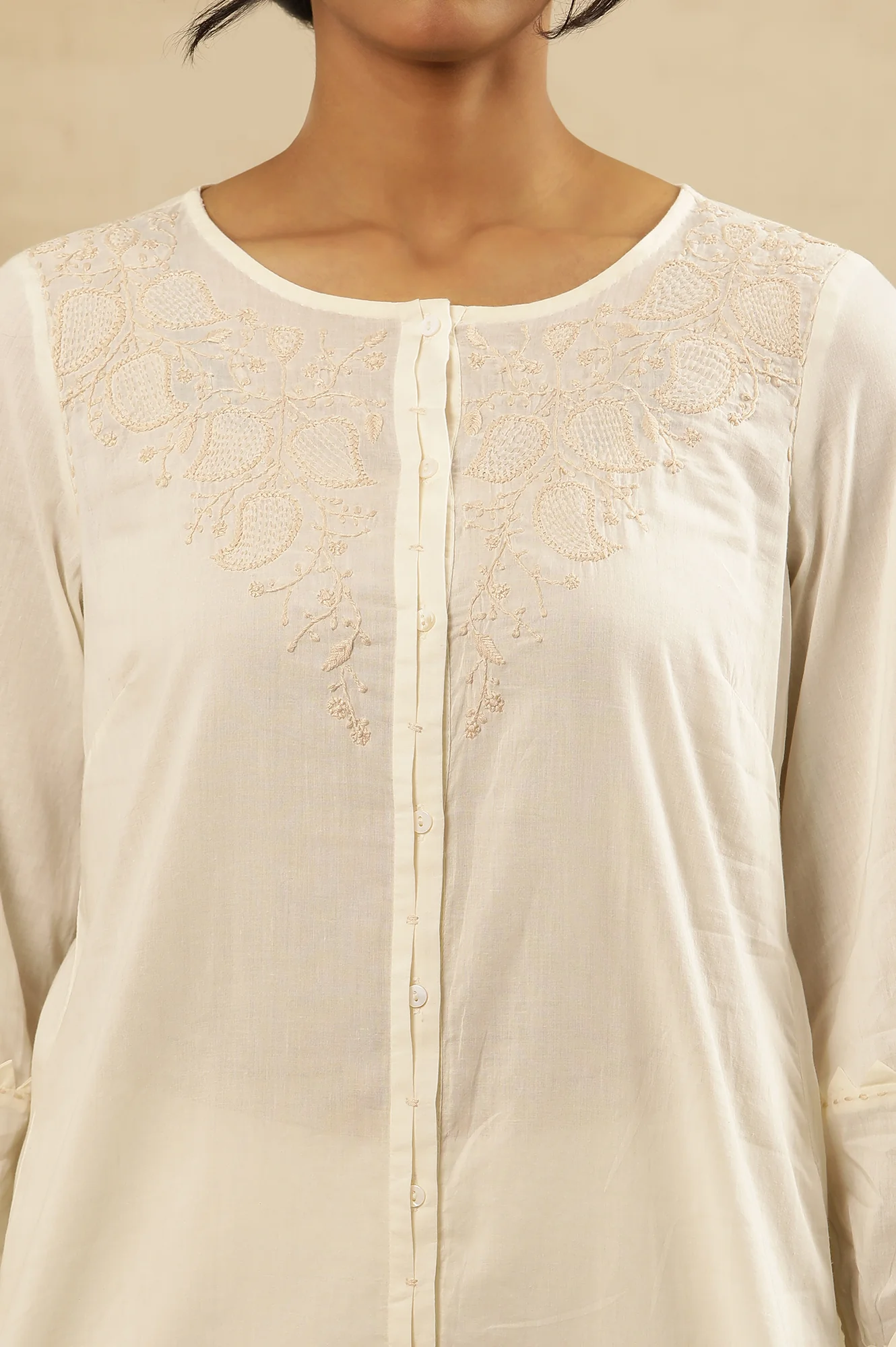 White Chikankari Cotton Kurta - Image 7