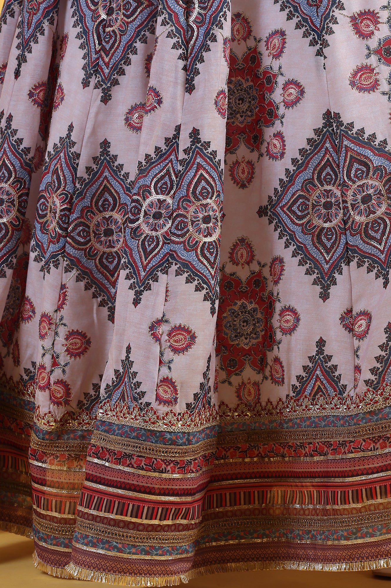 White Embroidered Beads Straight Blouse Top & Skirt with Dupatta Set - Image 9