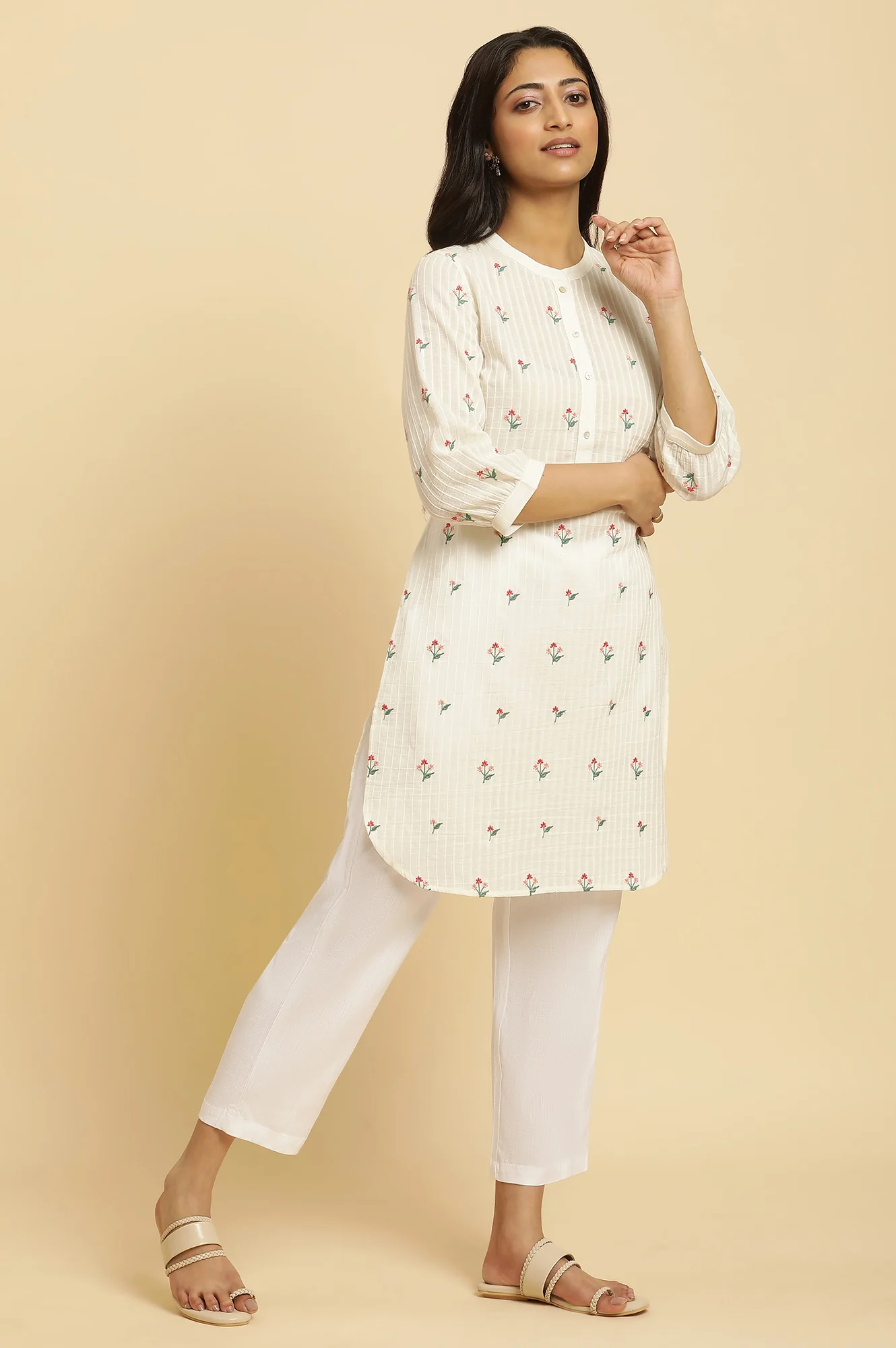 White Embroidered Contemporary Tunic - Image 5
