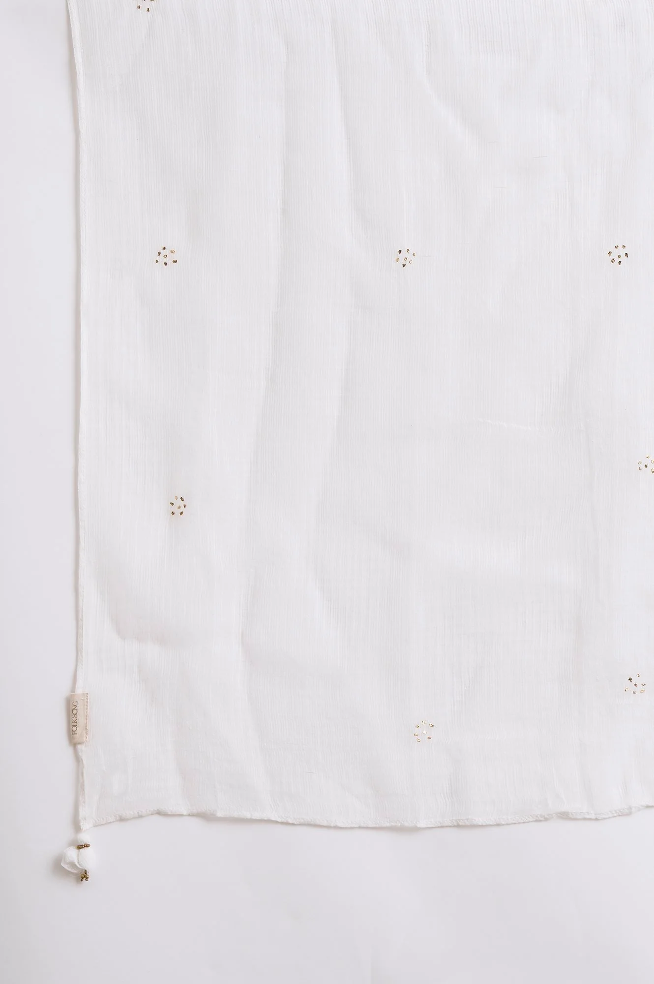 White Embroidered Cotton Dupatta - Image 4