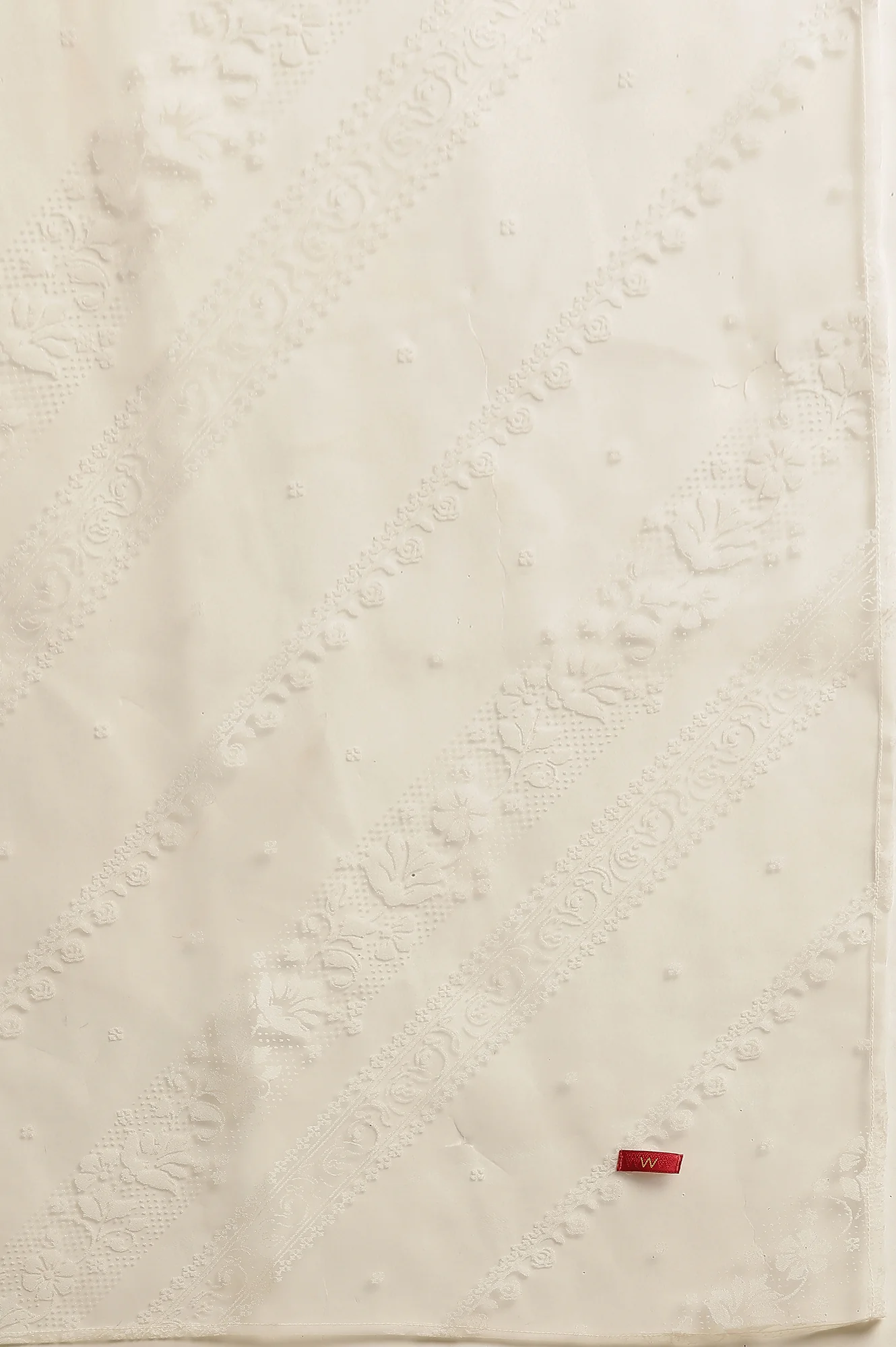 White Floral Brasso Printed Rectangular Dupatta - Image 5