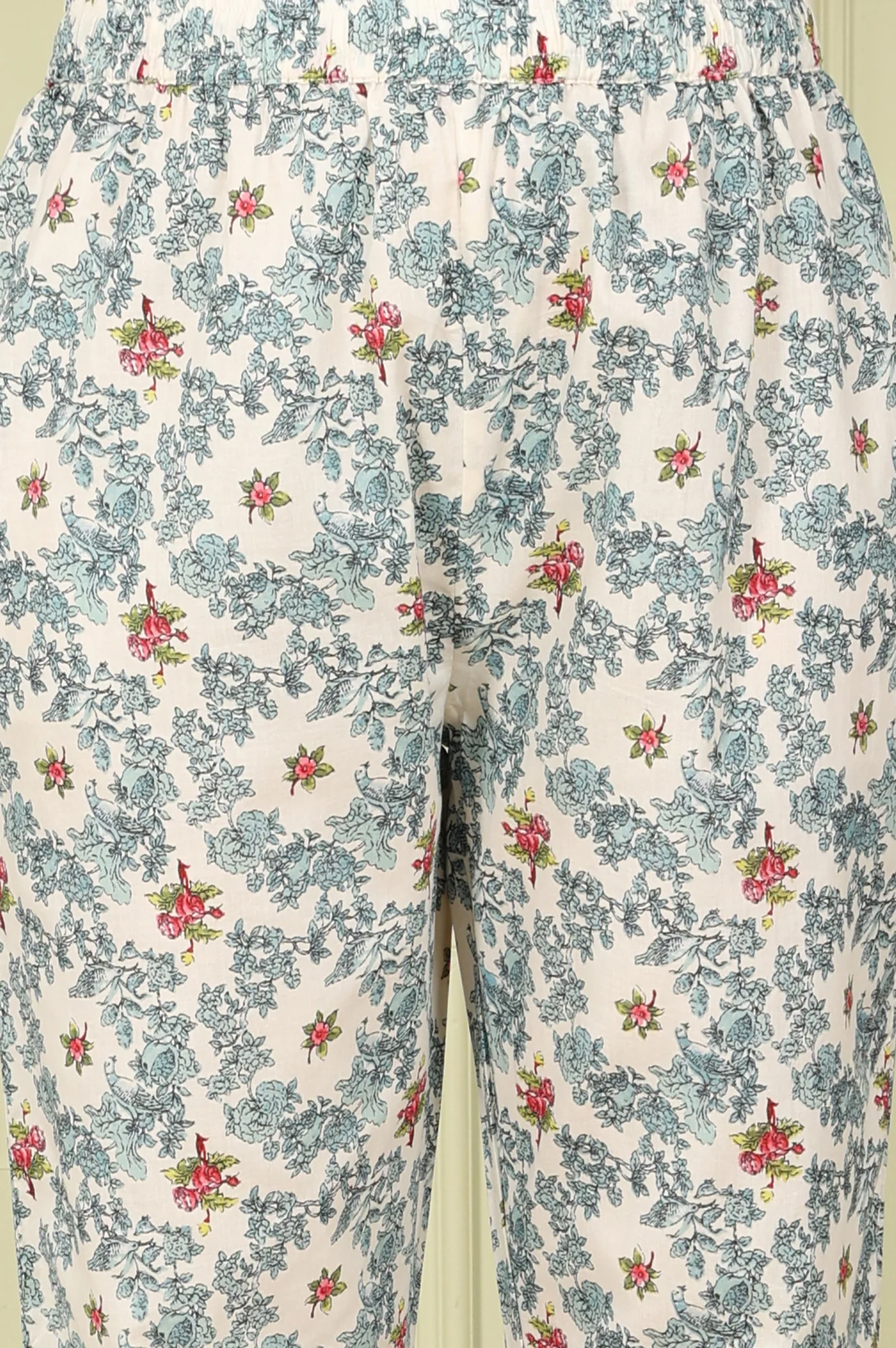 White Floral Printed A-Line Kurta, Pants And Dupatta Set - Image 8