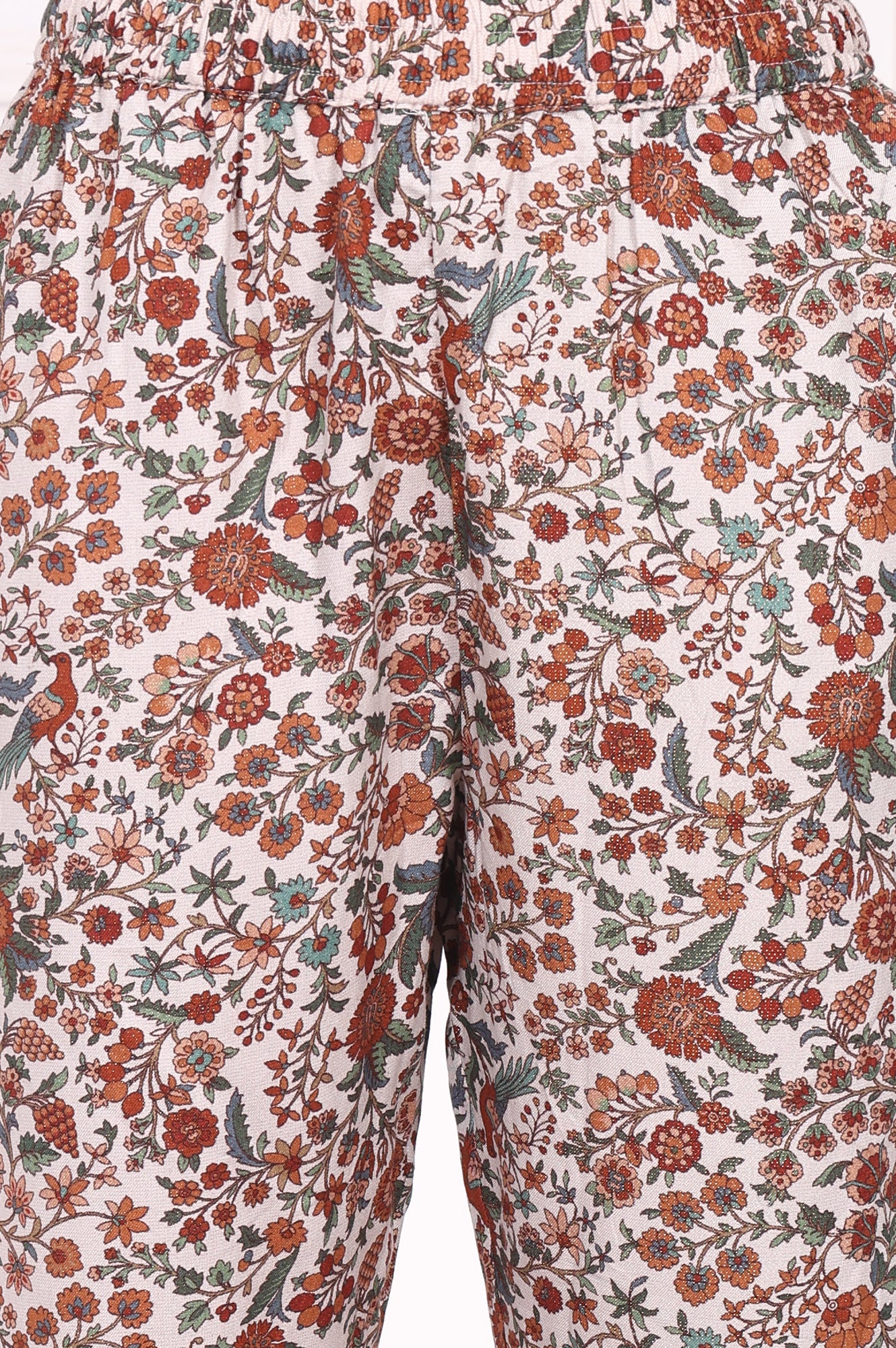 White Floral Printed Straight Kurta and Straight Pants Set - Image 8