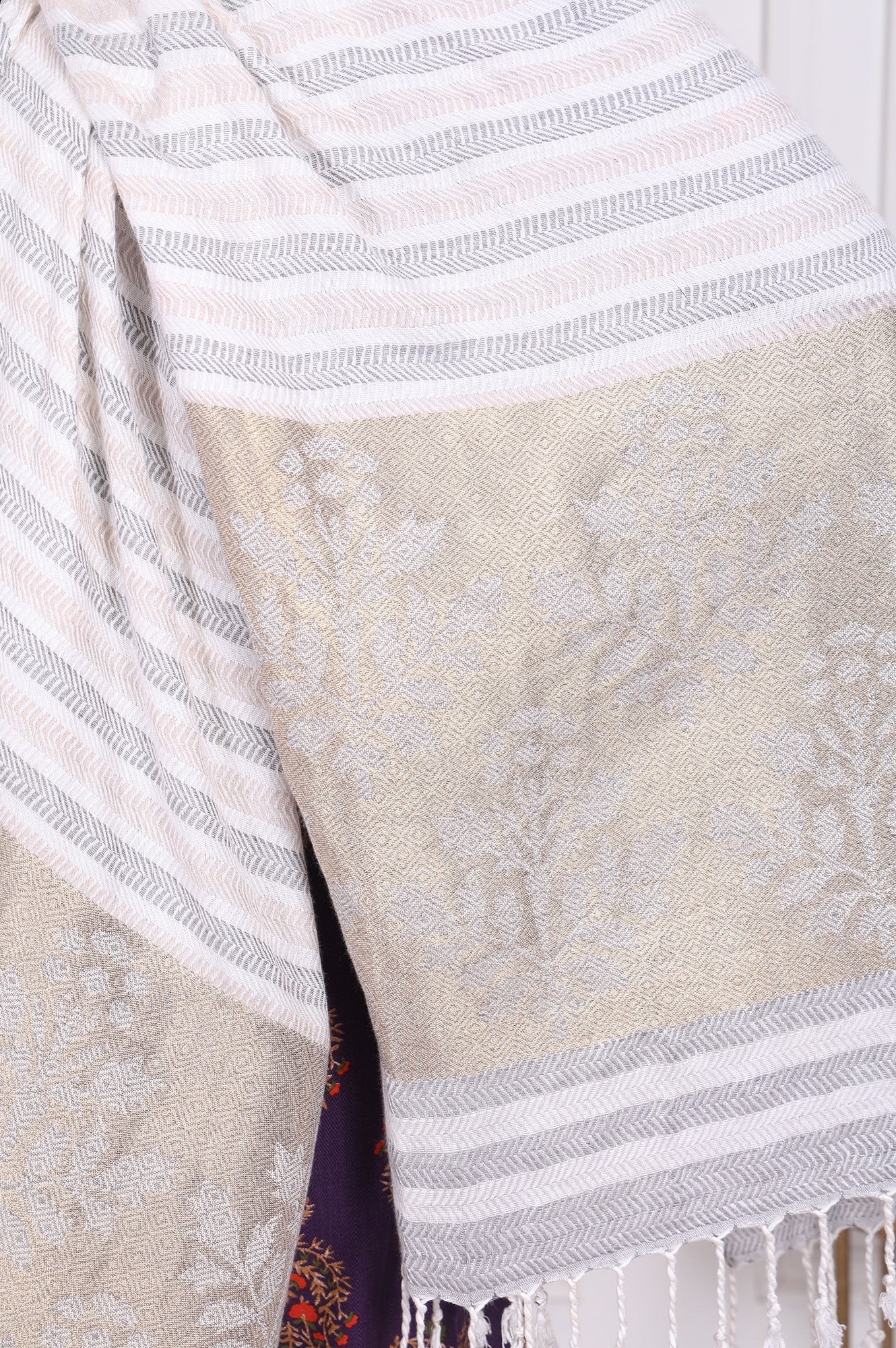 White Fringes Blend Shawls - Image 3