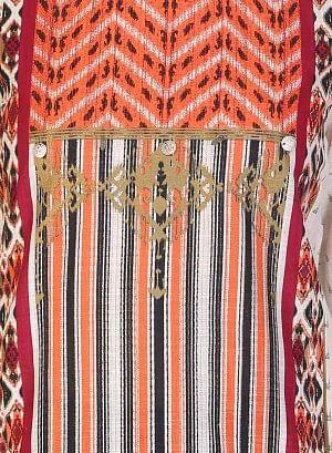 White & Maroon Round Neck Printed kurta - Image 10