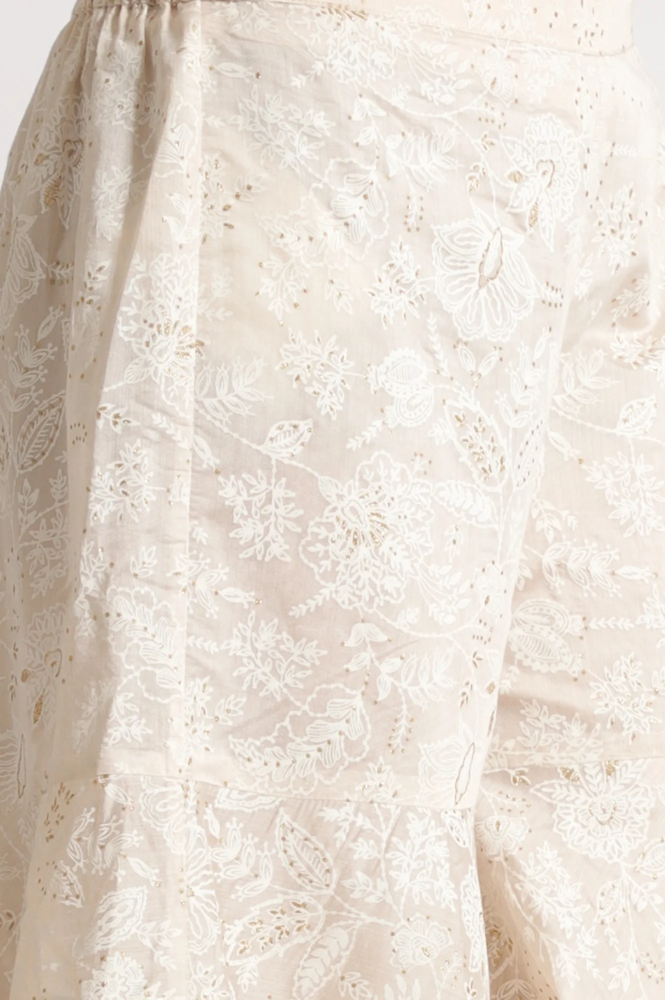 White Printed Chanderi Short Kurta, Sharara and Dupatta Set - Image 9