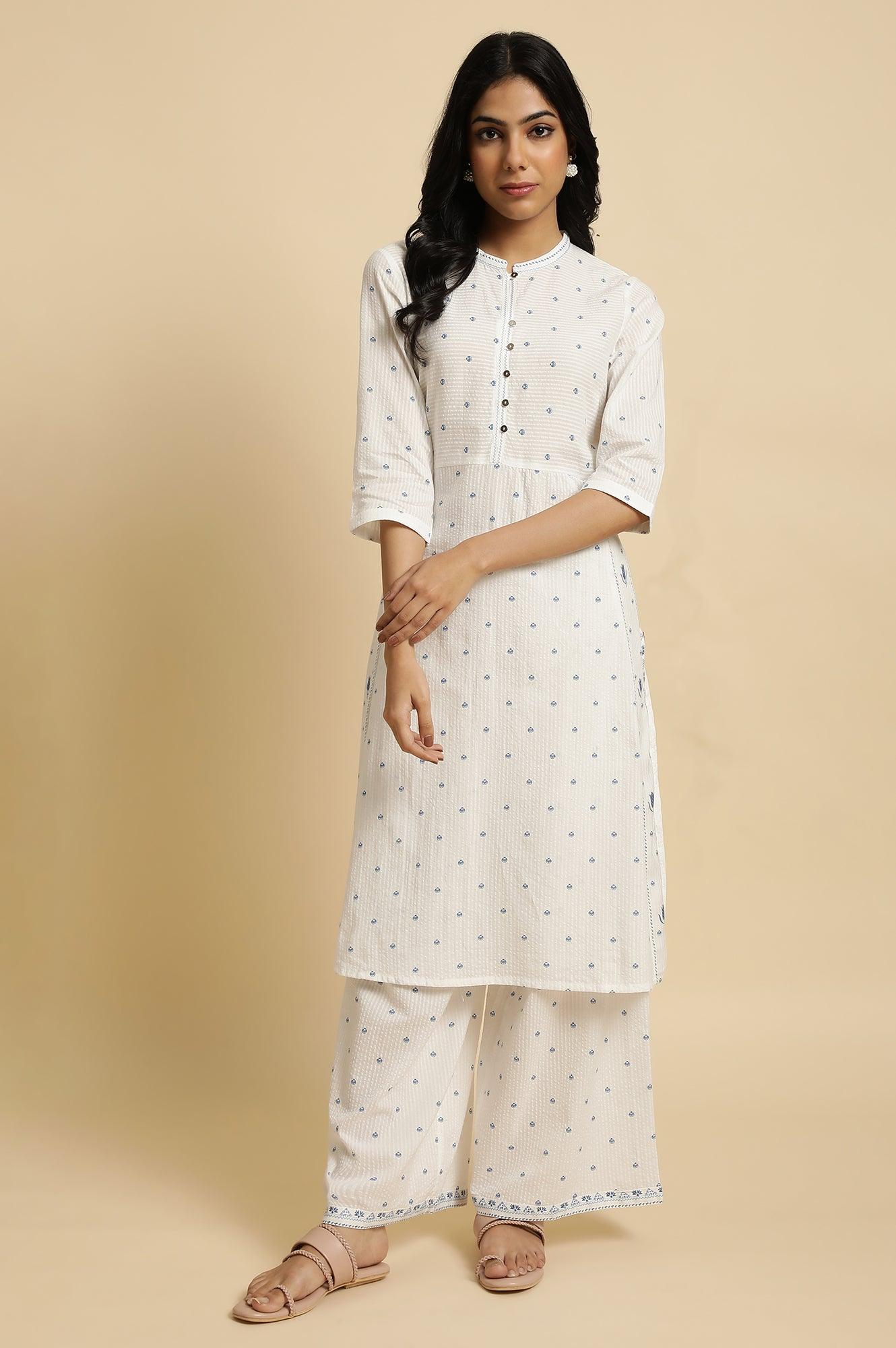 White Printed Summer kurta Co-Ord Set - Image 5