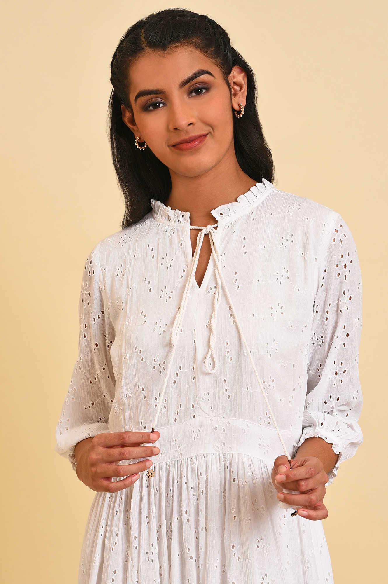 White Schiffli Summer Dress - Image 5