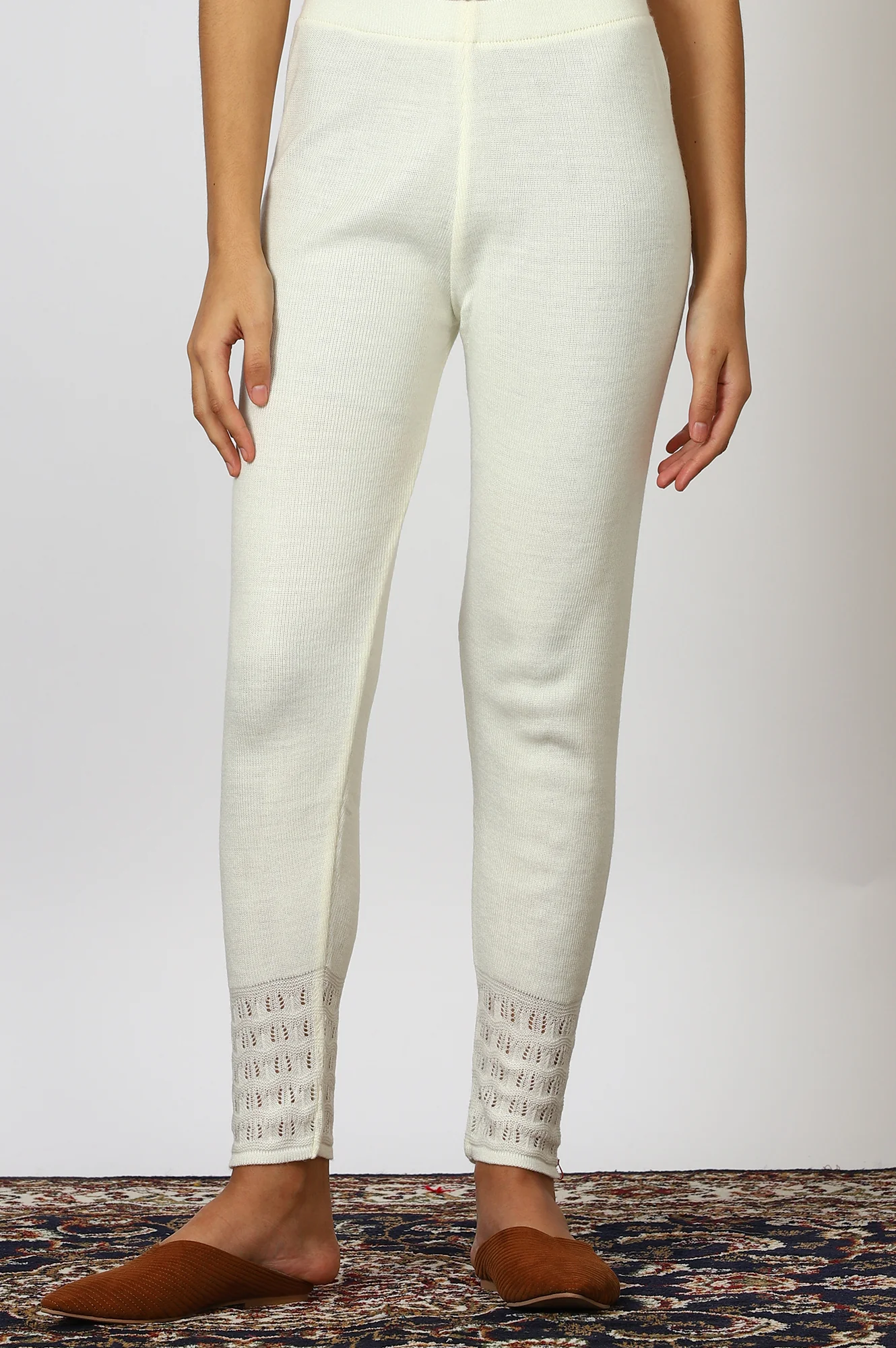 White Solid Acrylic Straight Legging