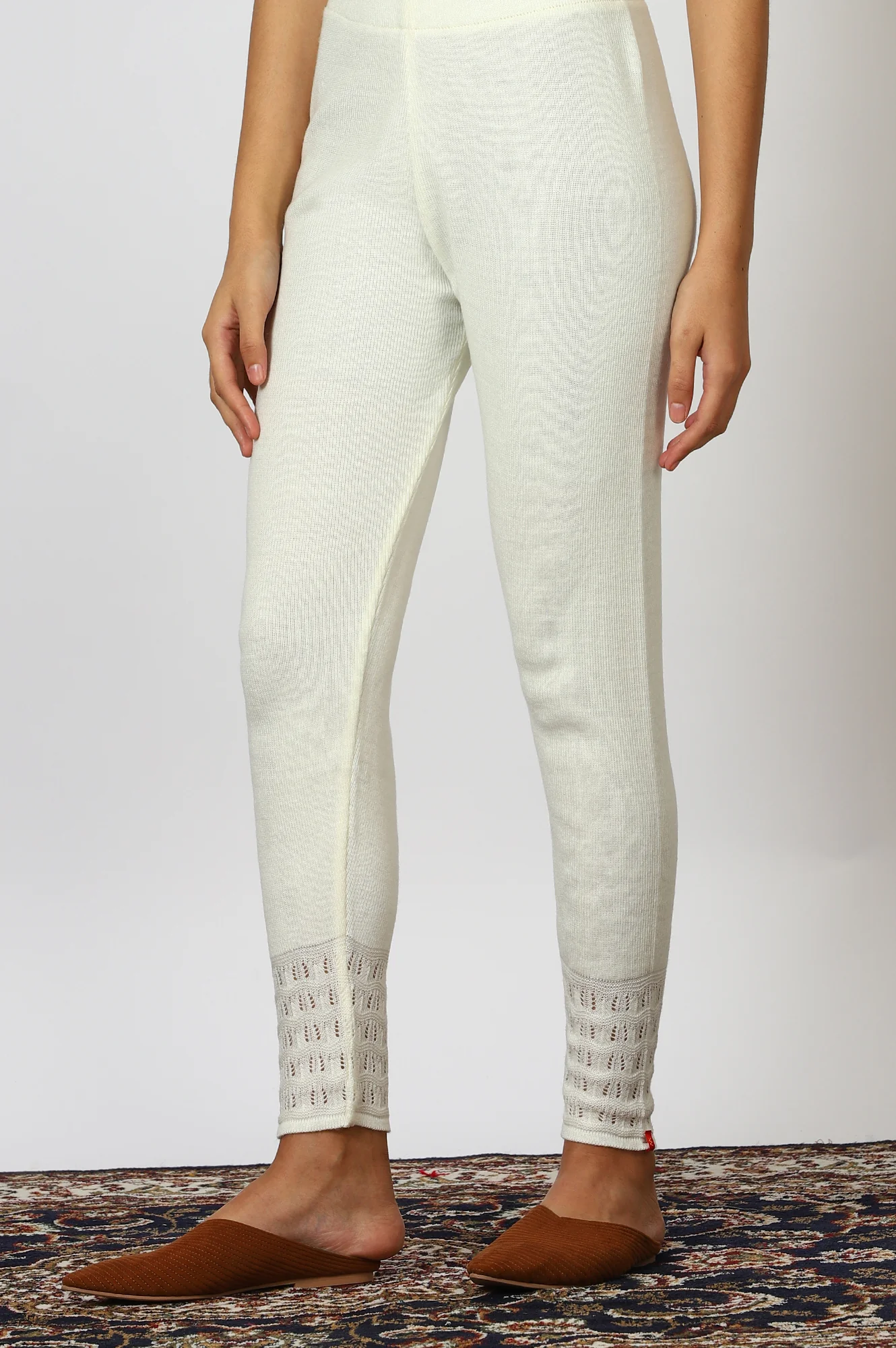 White Solid Acrylic Straight Legging - Image 2