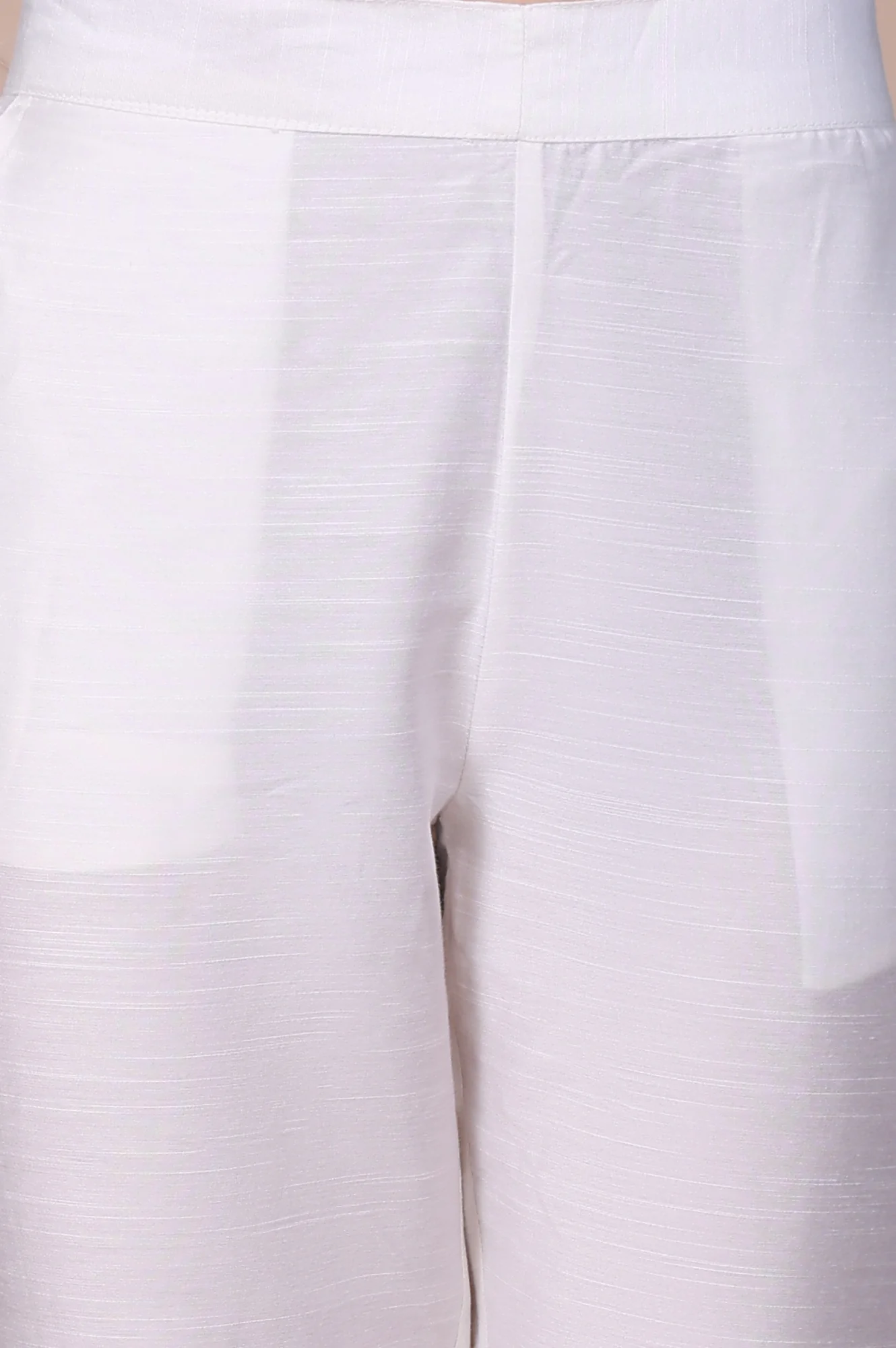White Solid Mid Rise Ankle Length Slim Fit Trouser - Image 6