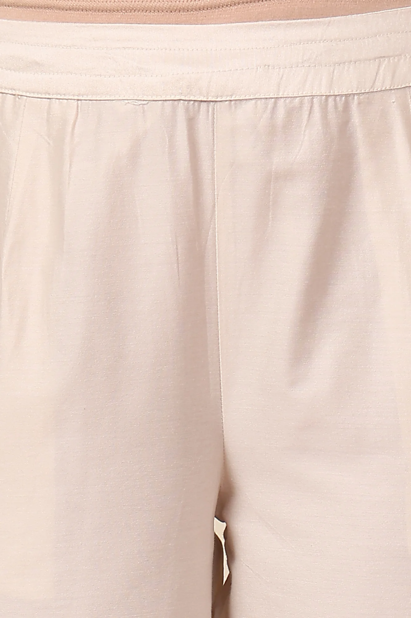 White Straight Pants With Embroidered Hemline - Image 5