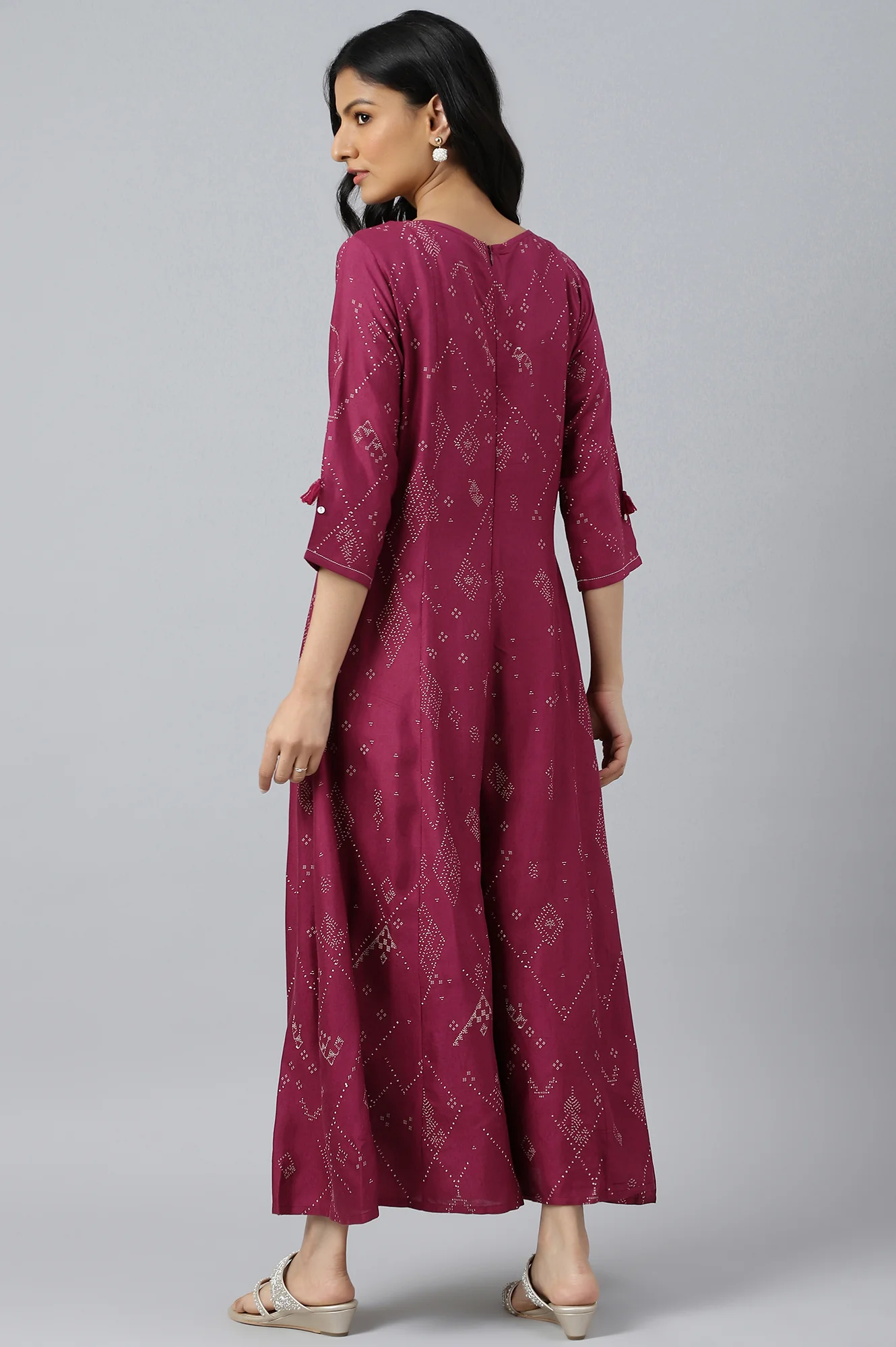 Wine Mock Layer Kimono Jumpsuit With Shell - Image 4