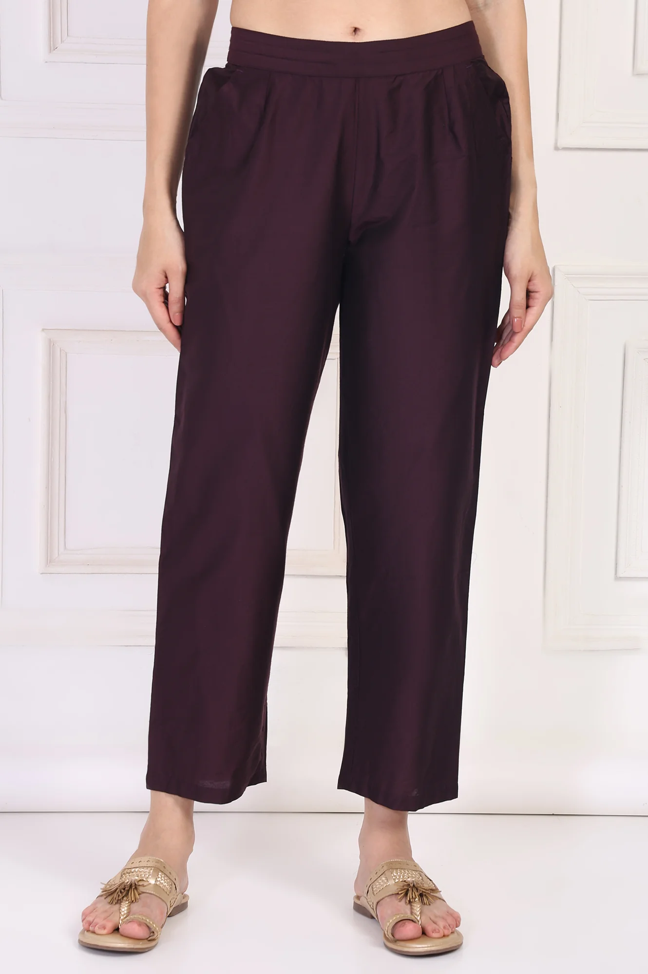 Wine Straight Rayon Pant