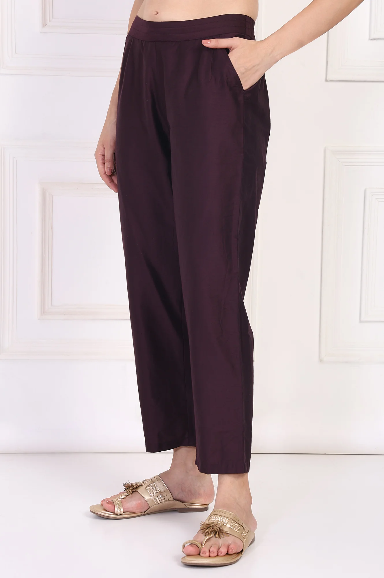 Wine Straight Rayon Pant - Image 2