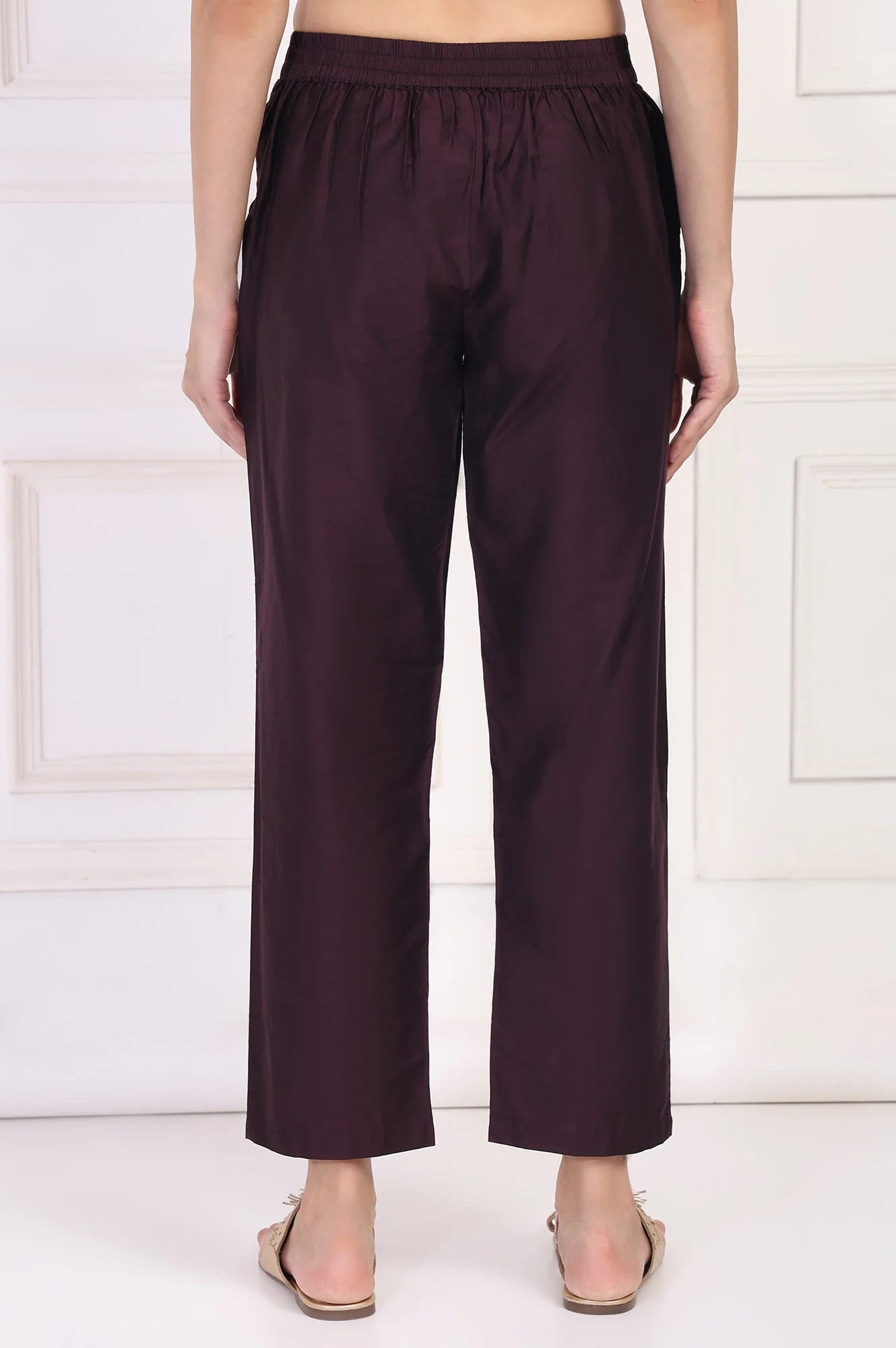 Wine Straight Rayon Pant - Image 4