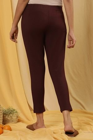 Wine Tapered Casual Leggings - Image 3