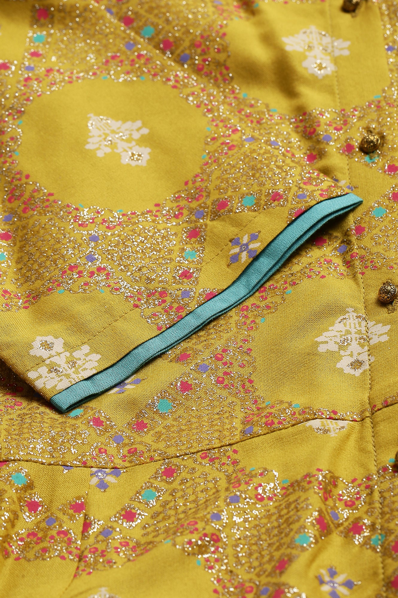 Yellow Button Down A-line Kurta - Image 7
