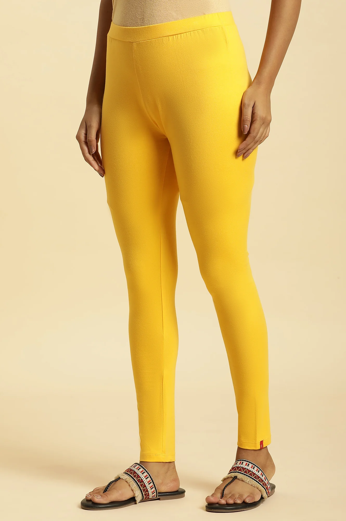 Yellow Cotton Jersey Lycra Tights - Image 2