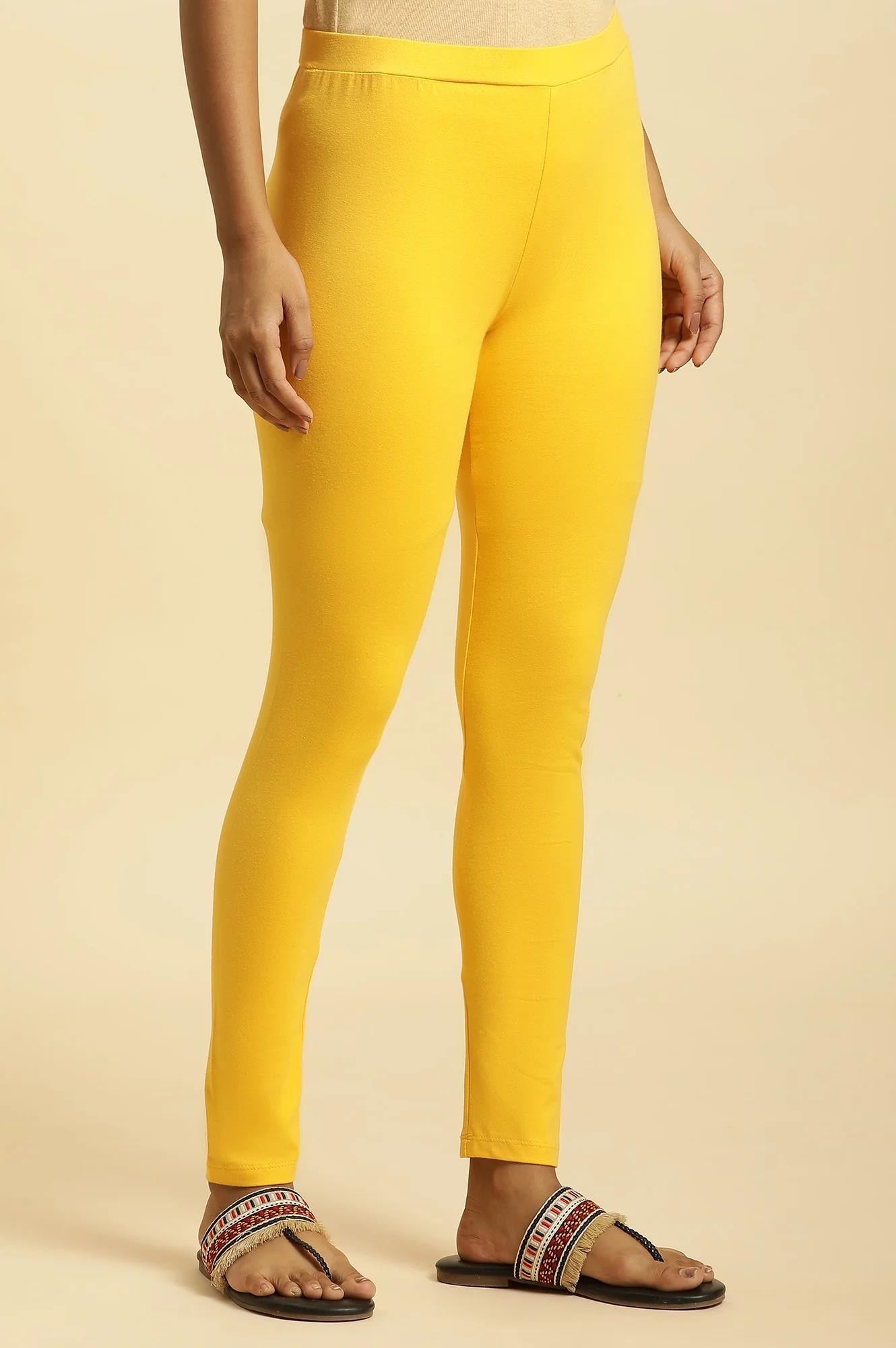 Yellow Cotton Jersey Lycra Tights - Image 4
