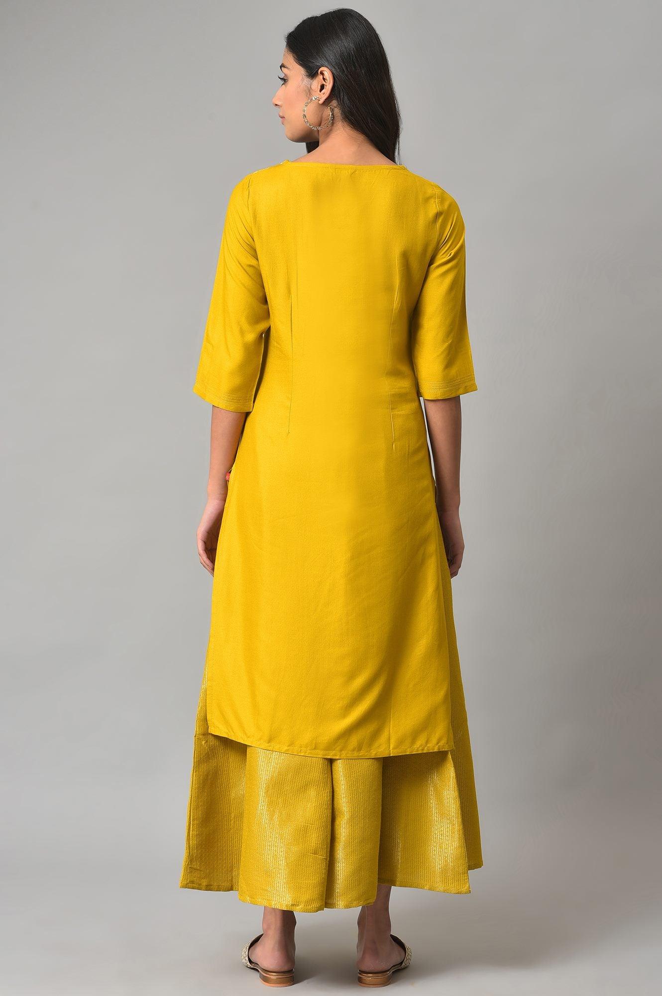 Yellow Dobby Festive kurta - Image 2