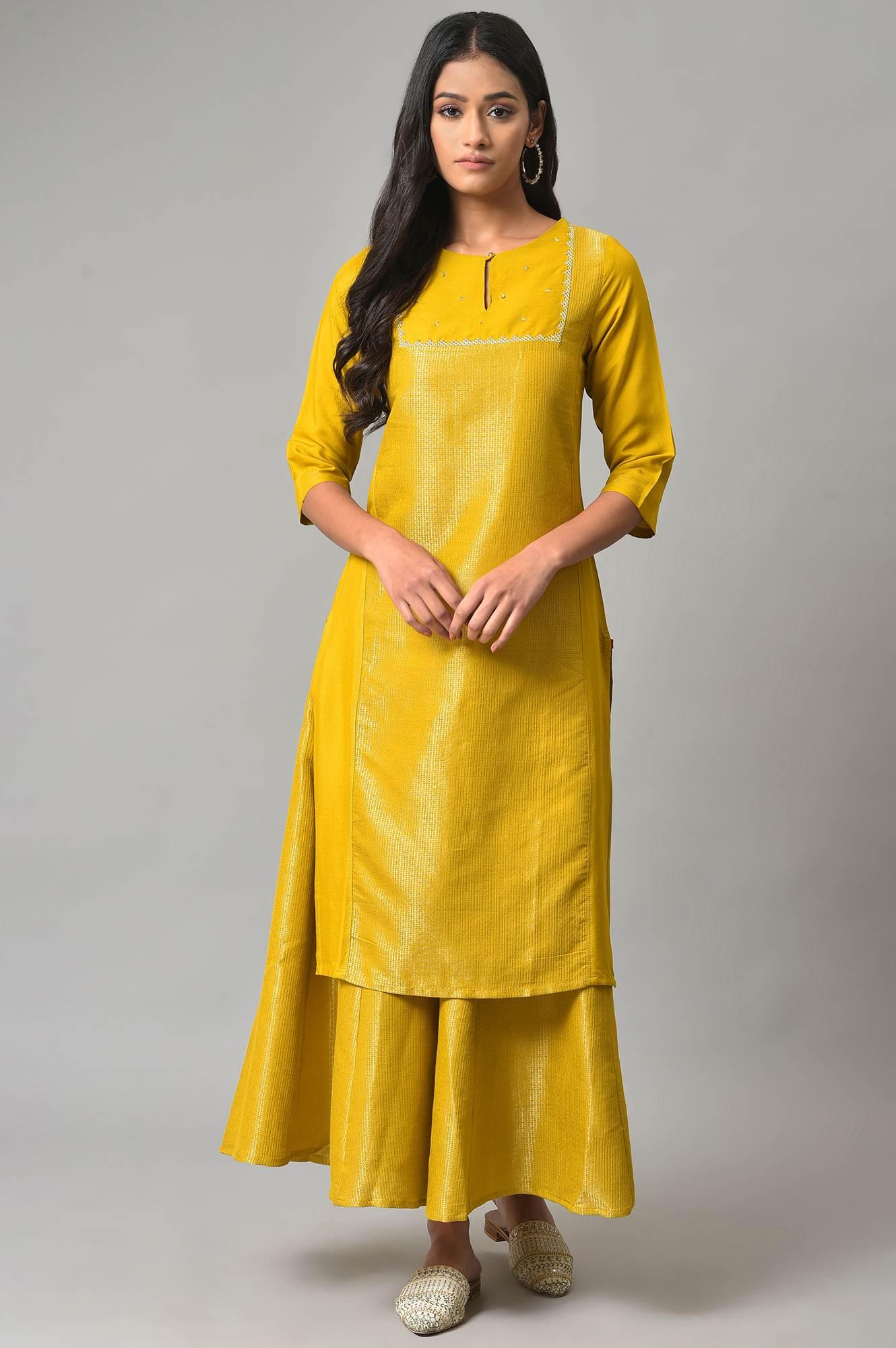 Yellow Dobby Festive kurta - Image 6
