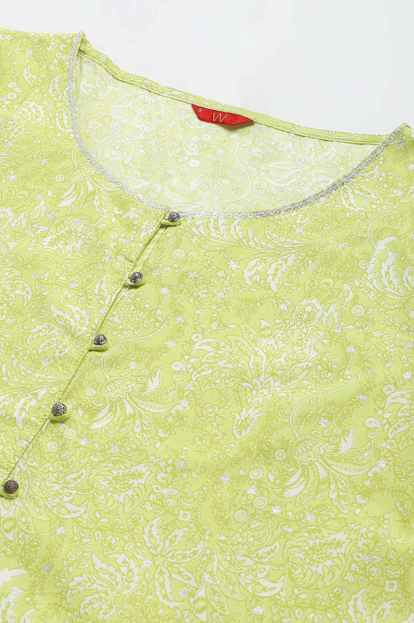 Yellow Floral Printed Pure Cotton A-Line Kurta - Image 3