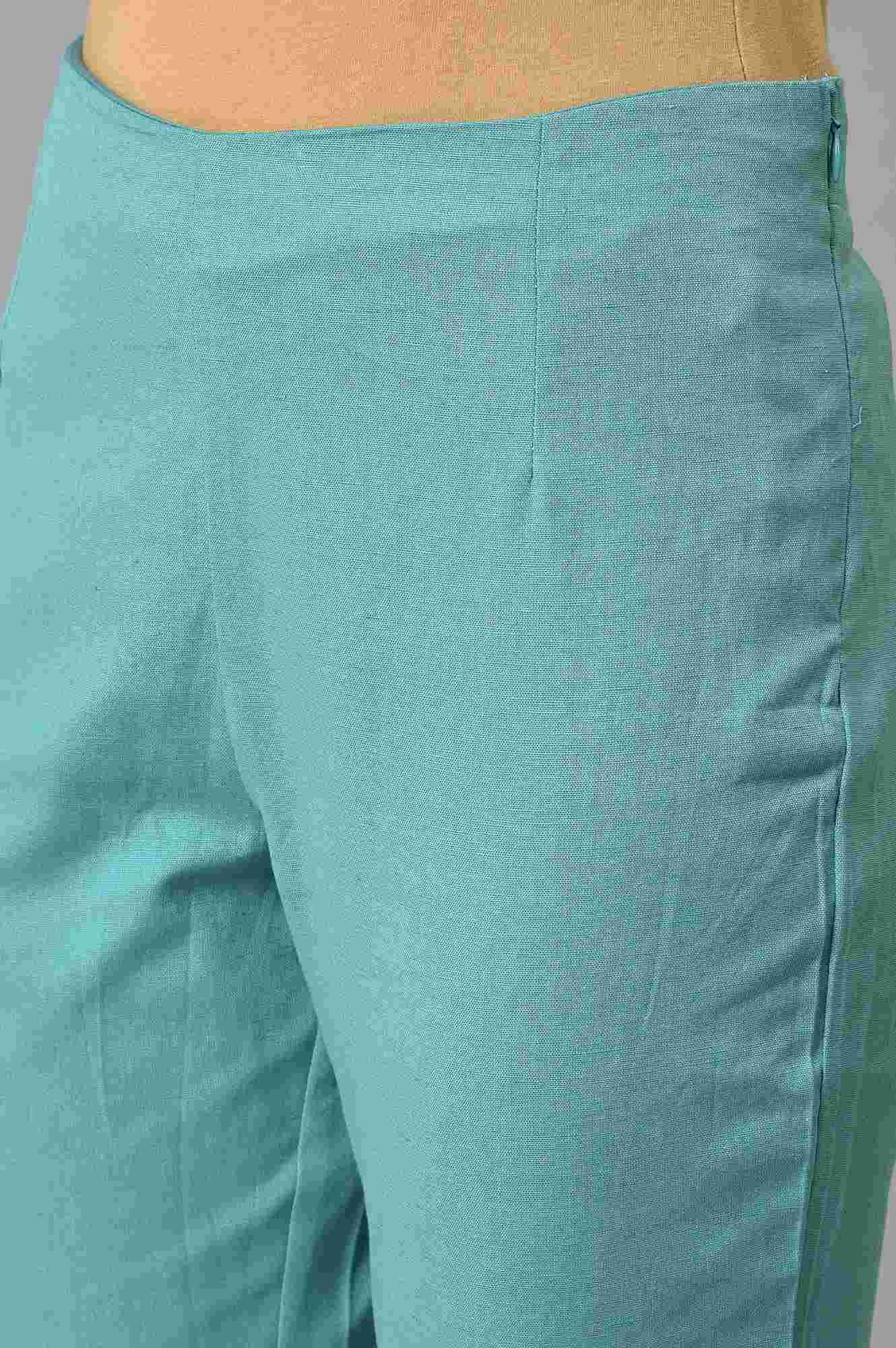 Yellow Glitter Printed kurta With Blue Slim Pants - Image 7
