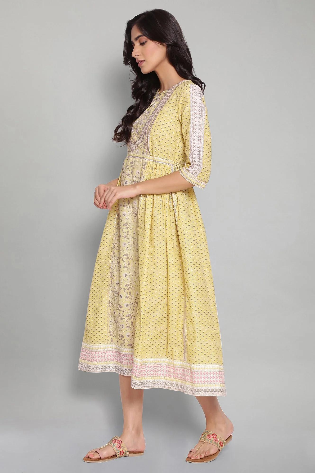 Yellow Panelled Dress - Image 3