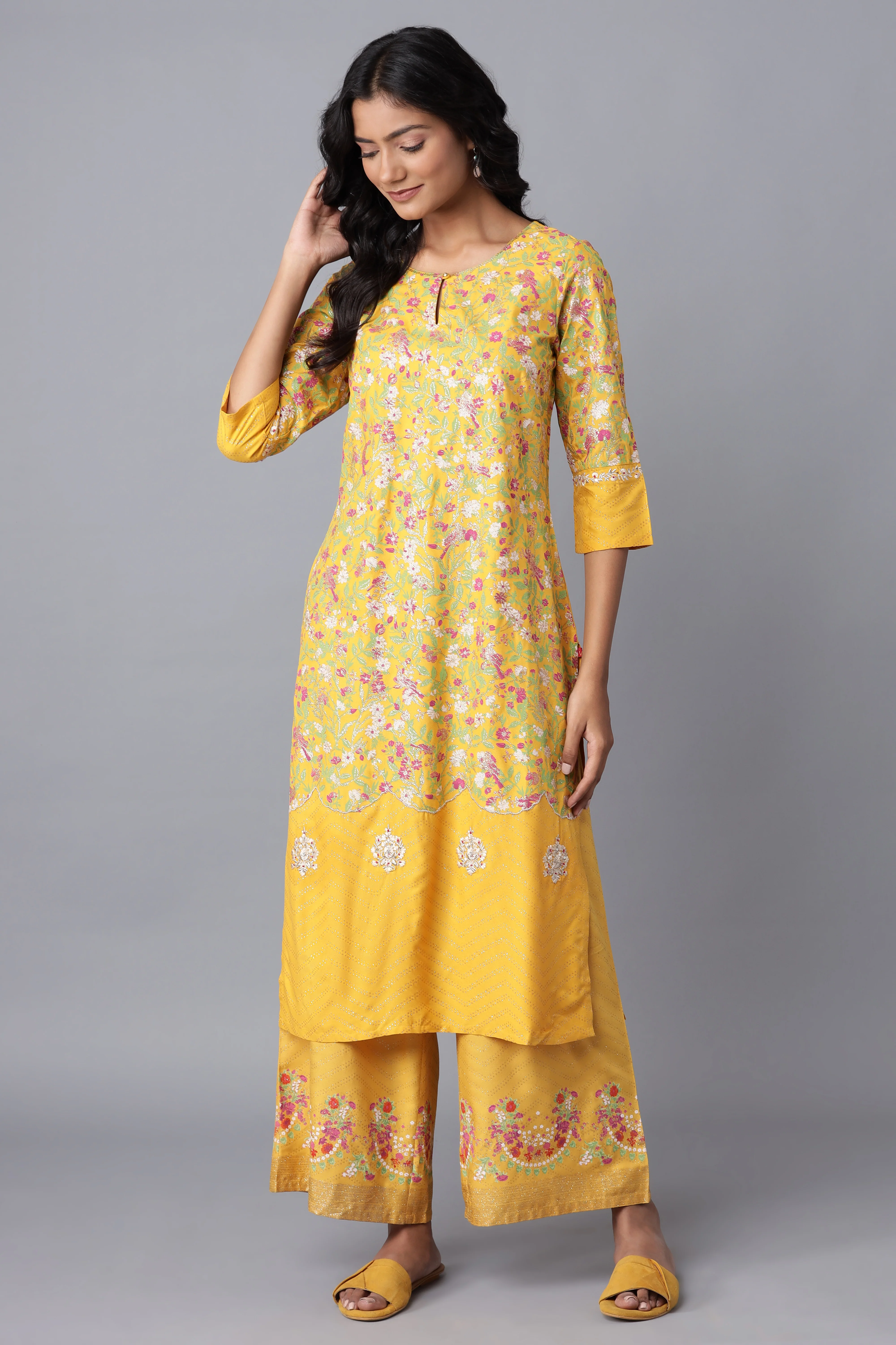 Yellow Printed Parallel Pants - Image 5