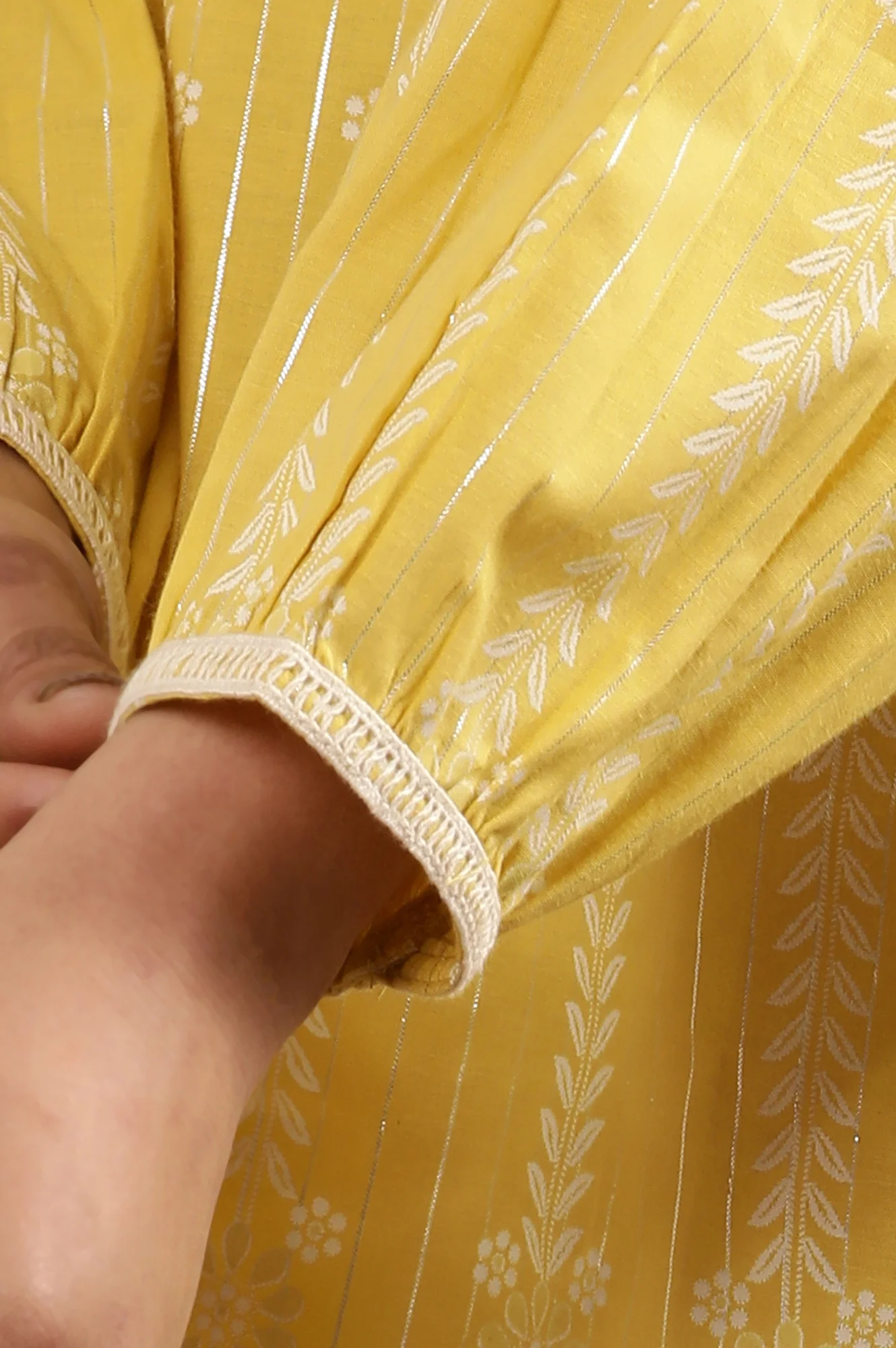 Yellow Printed Top With Tie-Up Detail - Image 7
