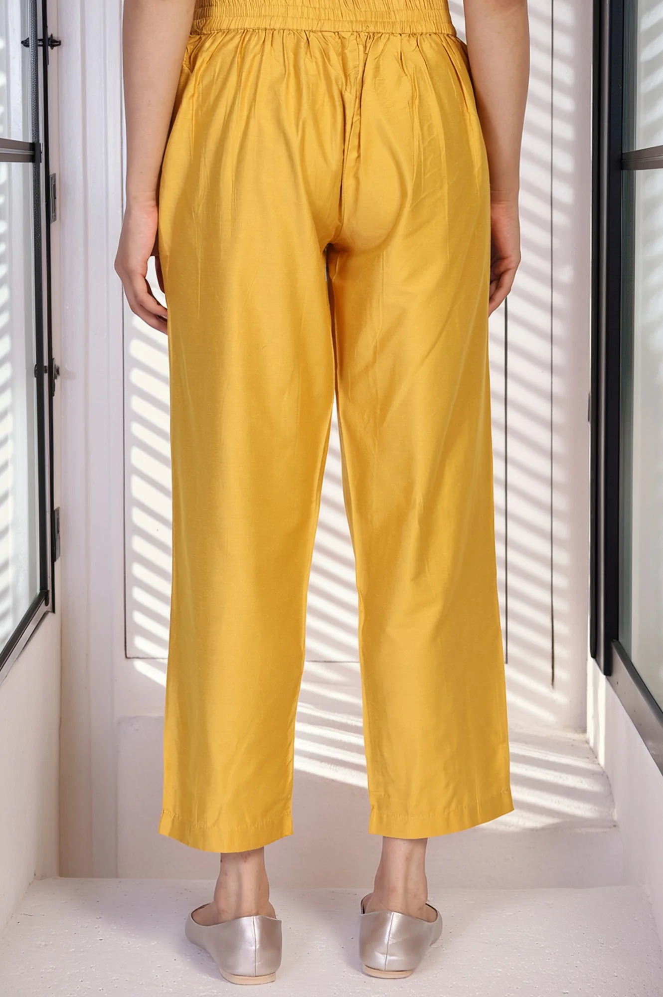 Yellow Solid Straight Pant - Image 4