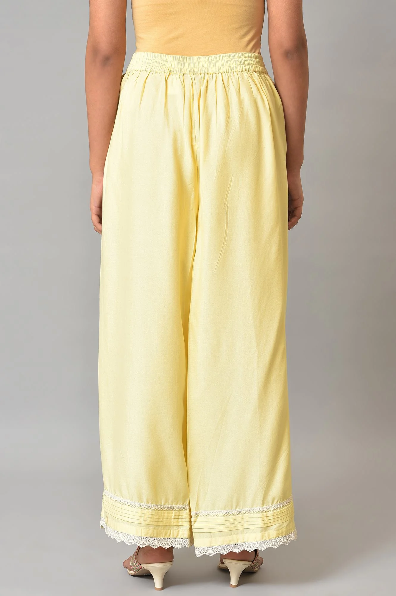 Yellow Thread Embroidery Pure Cotton Straight Dress and Parallel Pant Set - Image 5